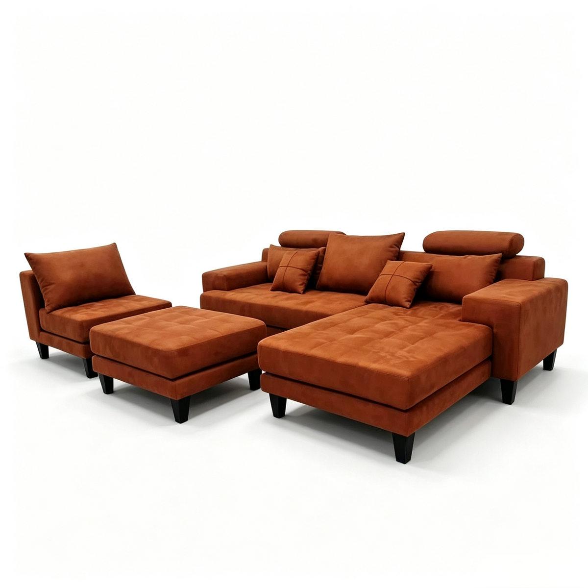 4-piece Modern Microfiber Sectional Chaise Sofa Set S150CR
