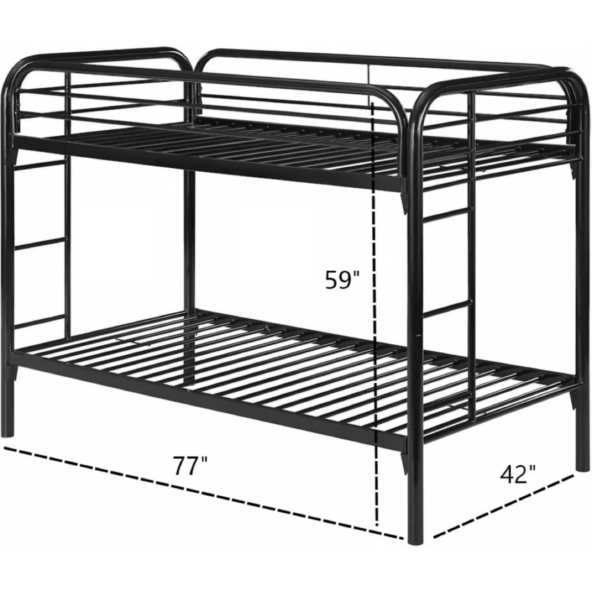 BB001-Heavy‑Duty Metal Bunk Bed Frame, Twin Size Bunk Bed for Kids Adults