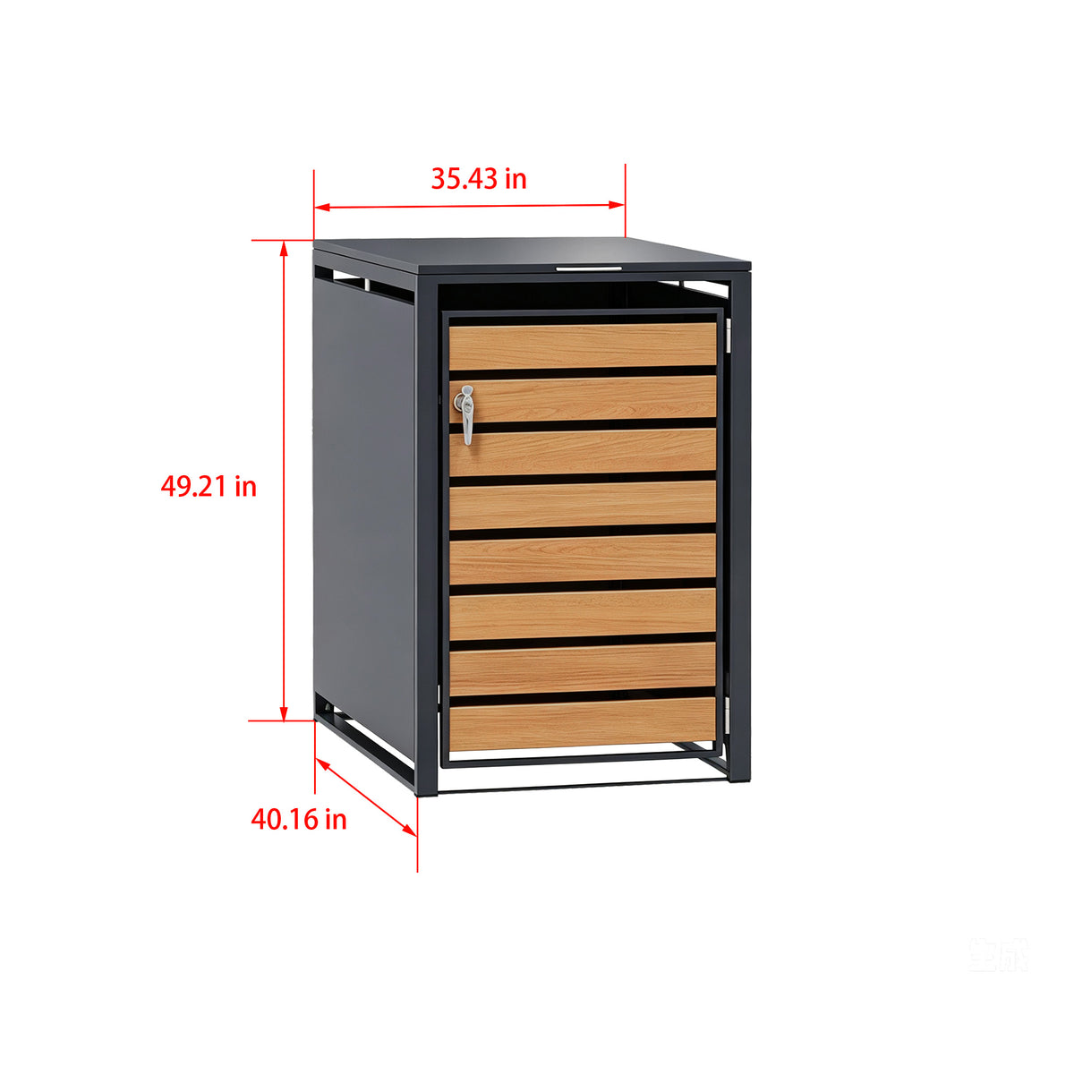 96 Gallon Single-door Steel Trash Can Enclosure - Grey & Wood Grain Options