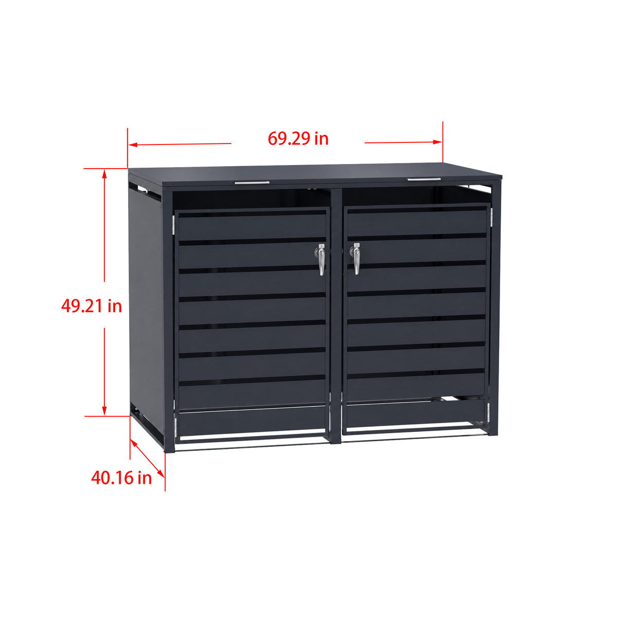 96 Gallon Double-door Steel Trash Can Enclosure - Grey & Wood Grain Options