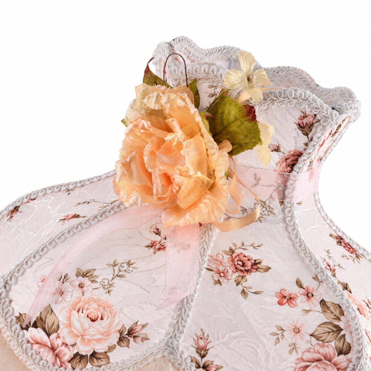 Romantic Cottage Table Lamp with Floral Lace Shade