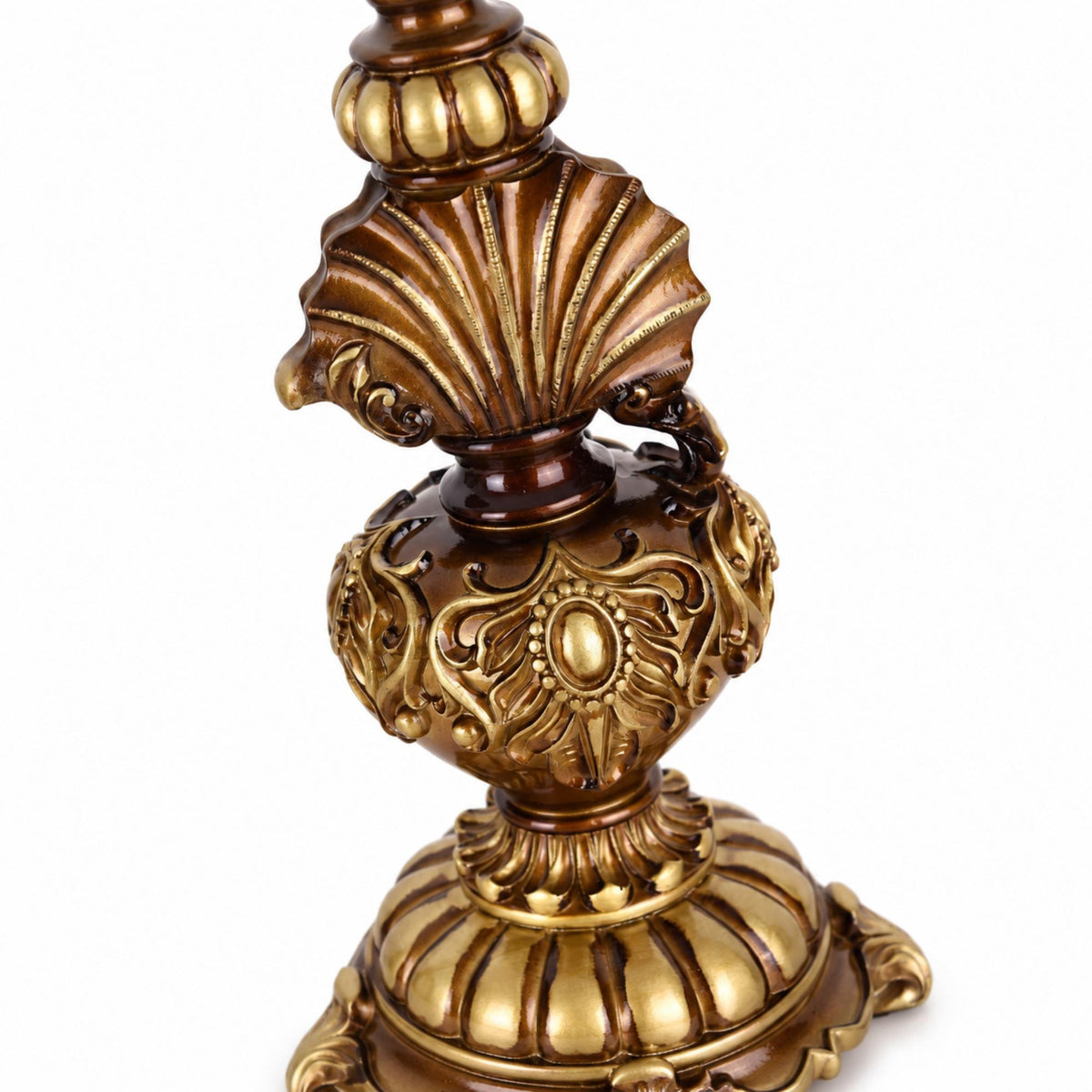 Antique Victorian Table Lamp with Damask Fabric Shade