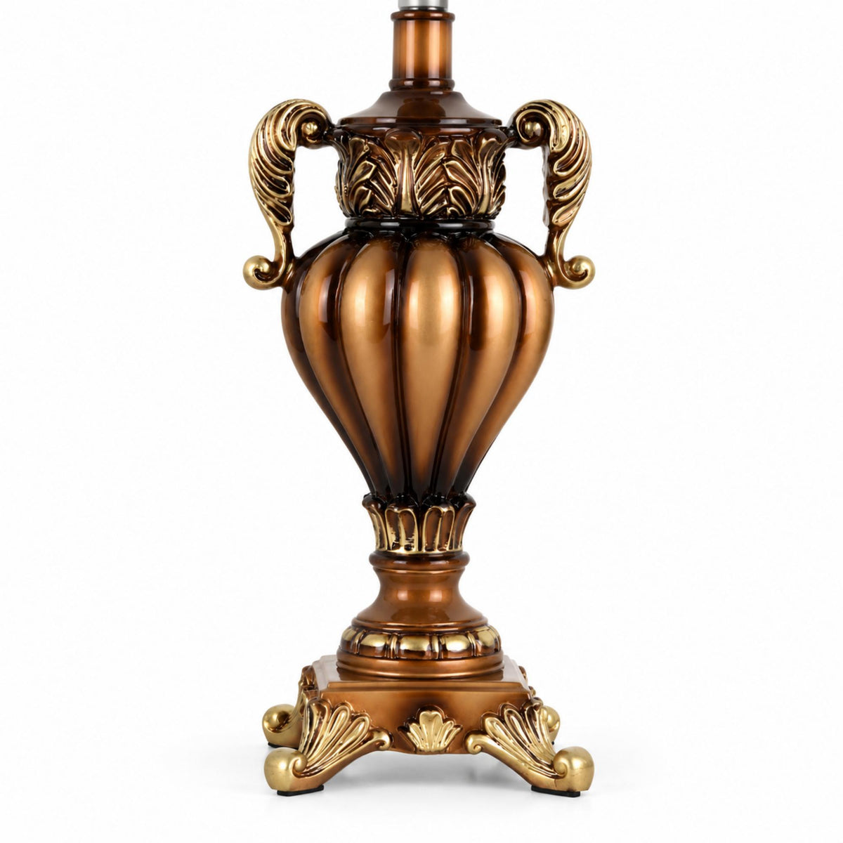 Baroque Table Lamp with Brocade Fabric Shade, Amber Beaded Fringe