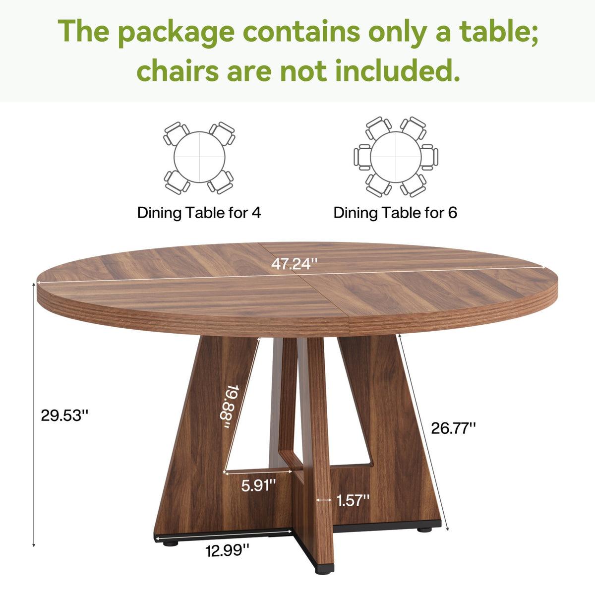 Round Dining Table with Sculptural Cross Pedestal Base