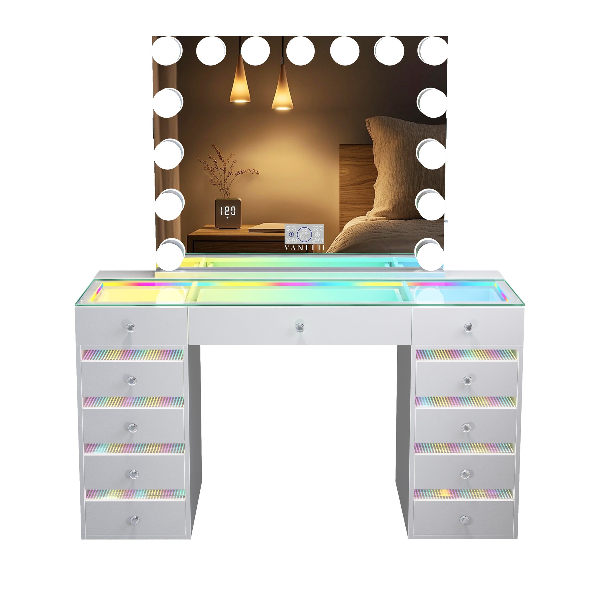 VANITII Fenair Vanity Desk with RGB light including Vanity Mirror