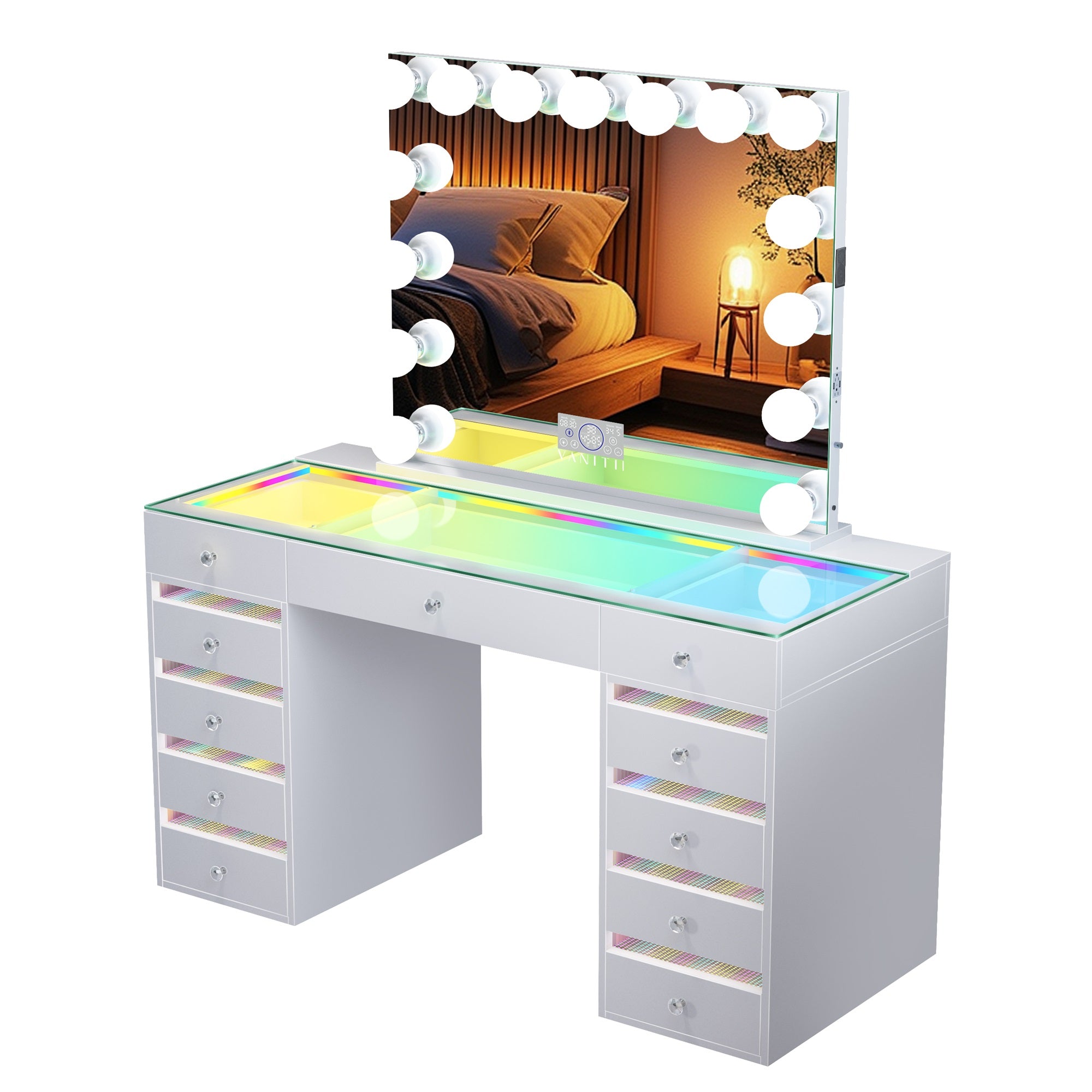 VANITII Fenair Vanity Desk with RGB light including Vanity Mirror