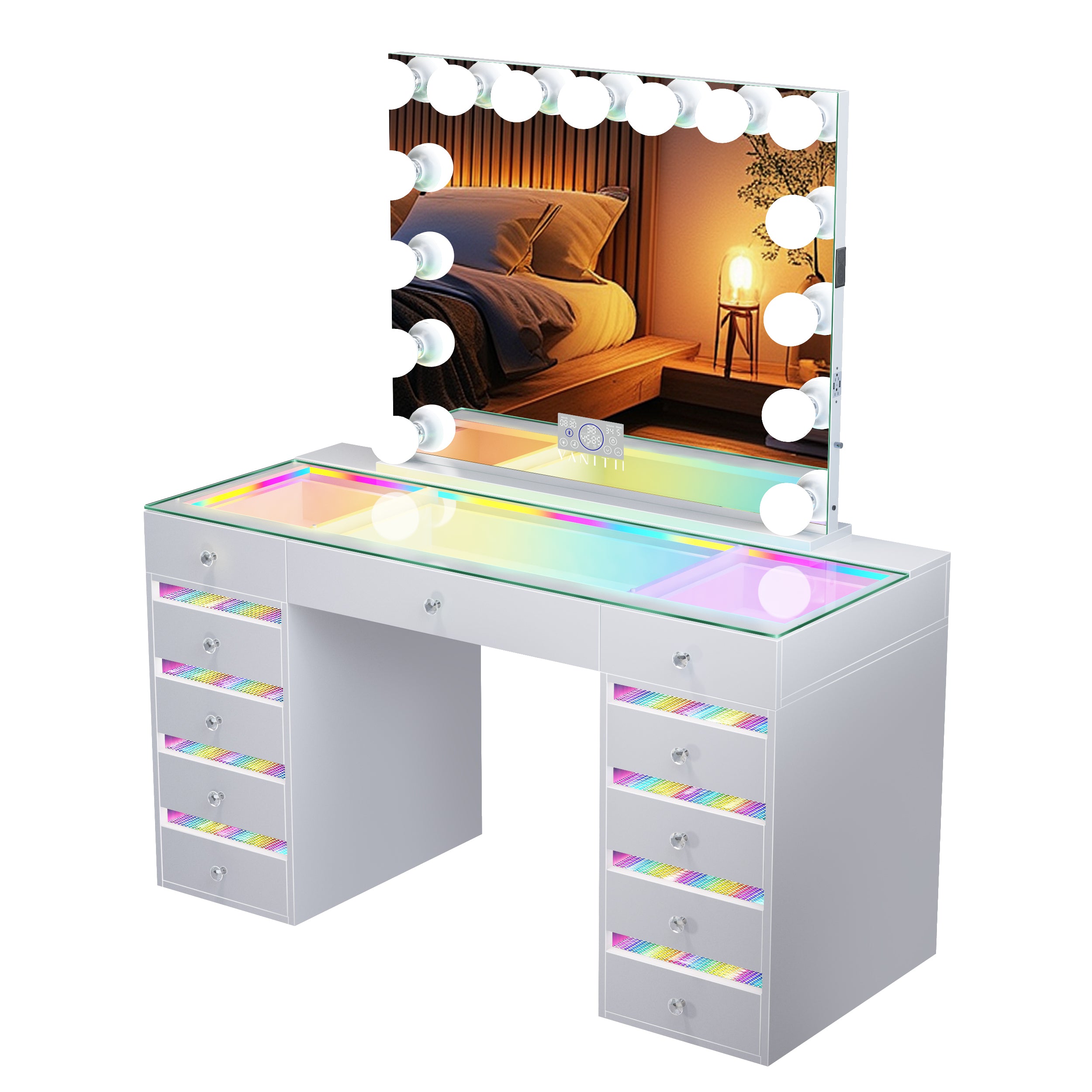 VANITII Fenair Vanity Desk with RGB light including Vanity Mirror