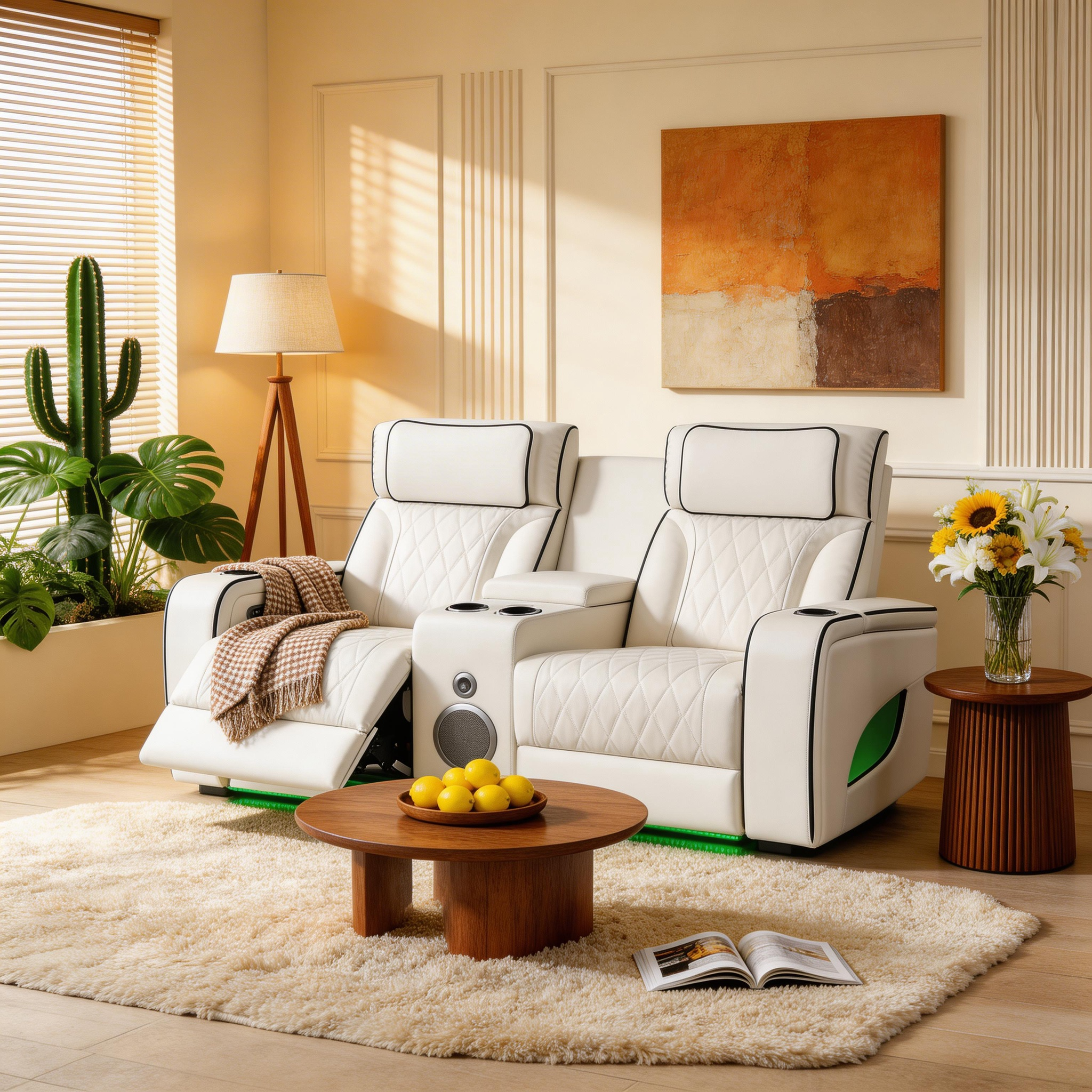Jessie White Power Recliner 2-seater Loveseat