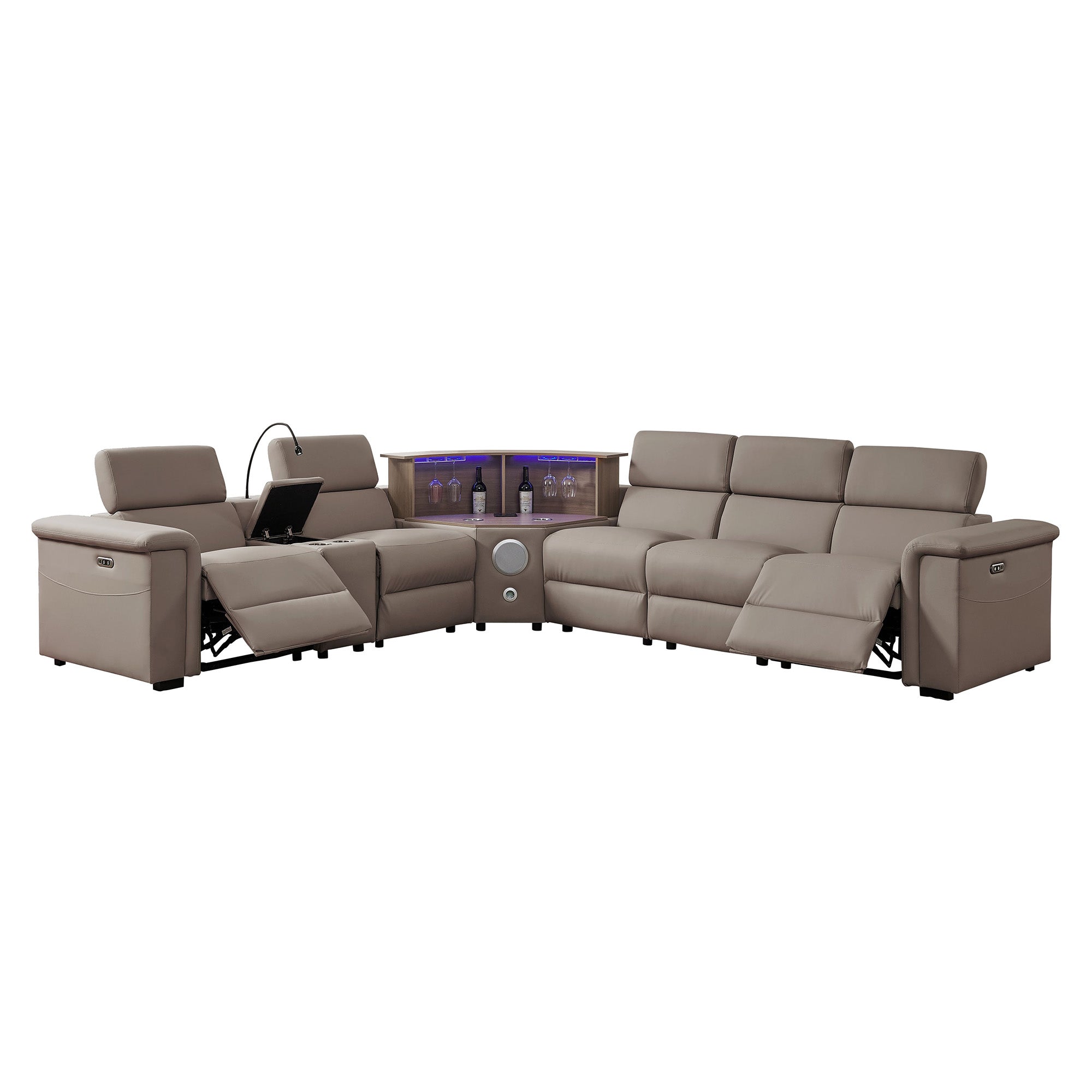 Luxury Leather Power Recliner with Rising Cabinet