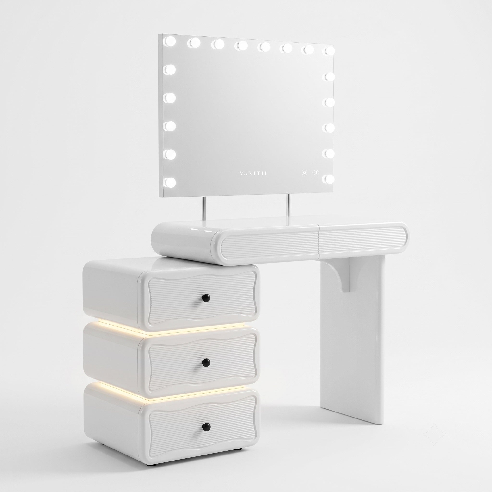 VANITII Jenny Extendable Vanity Desk Set with Sliding Drawers