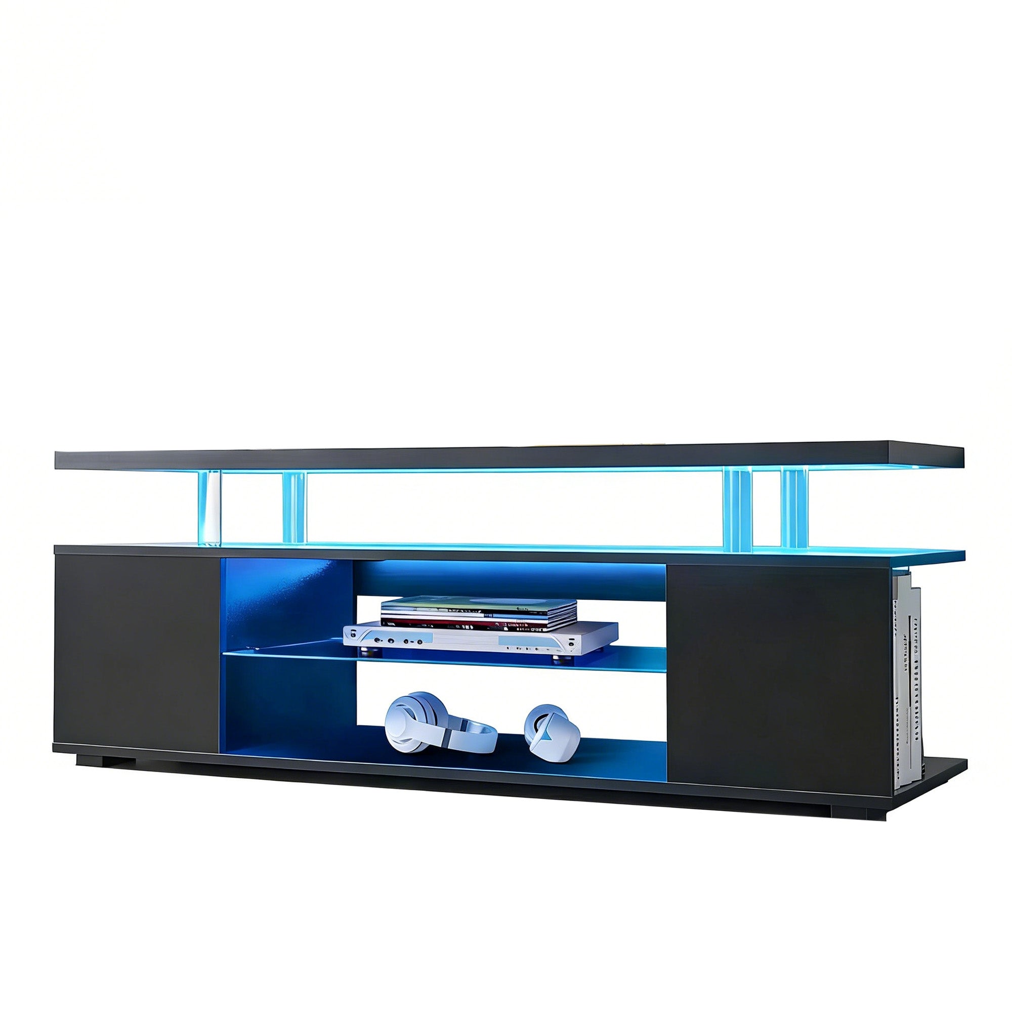 63" LED Media Storage Console Table TV Stand for Living Room