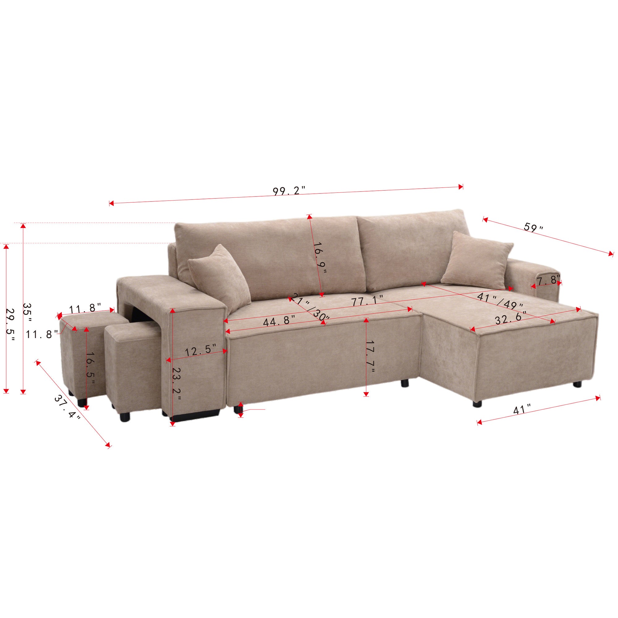 L-Shape sofa with storage and Pull-out bed
