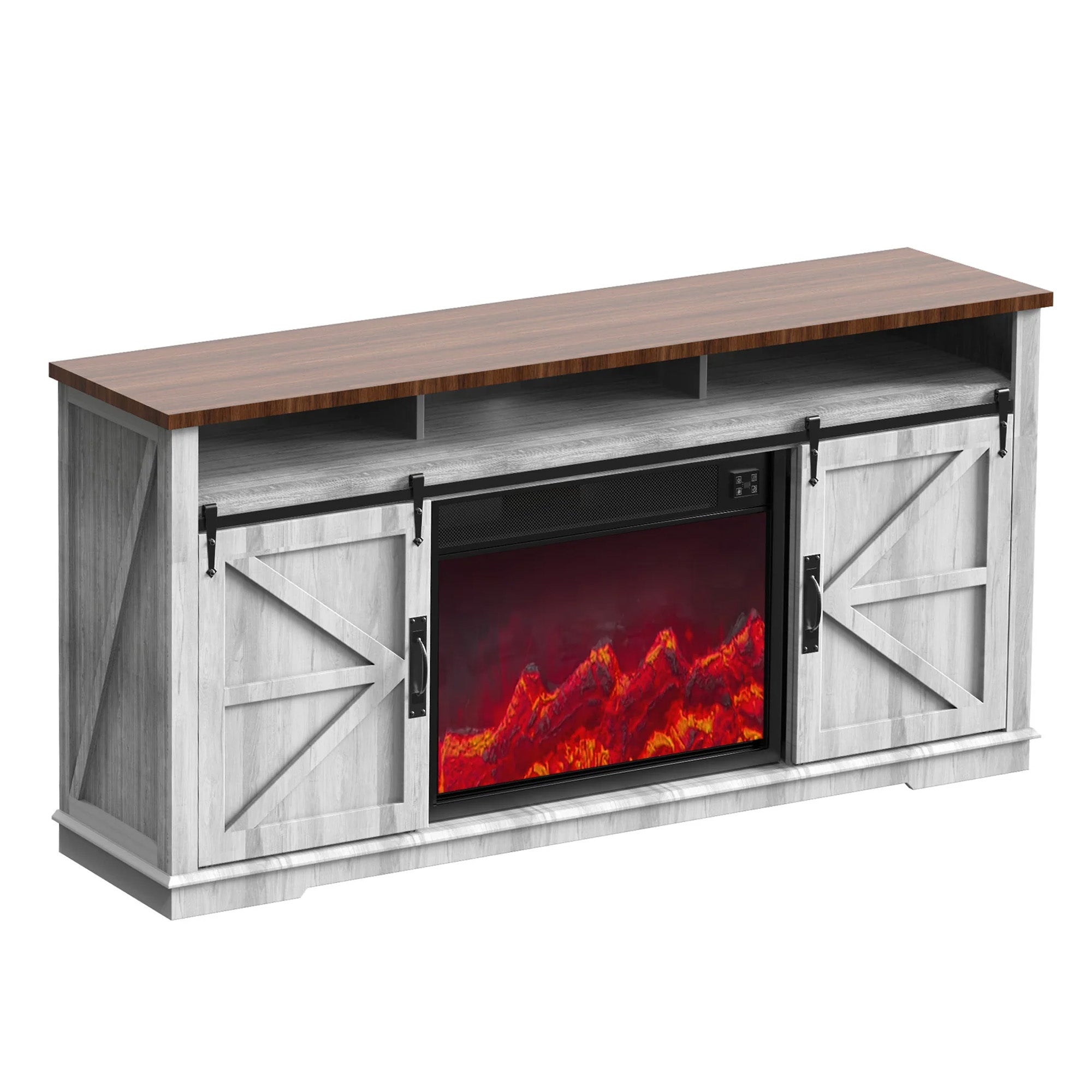 Fully Assembled 70" TV stand with an electronic fireplace