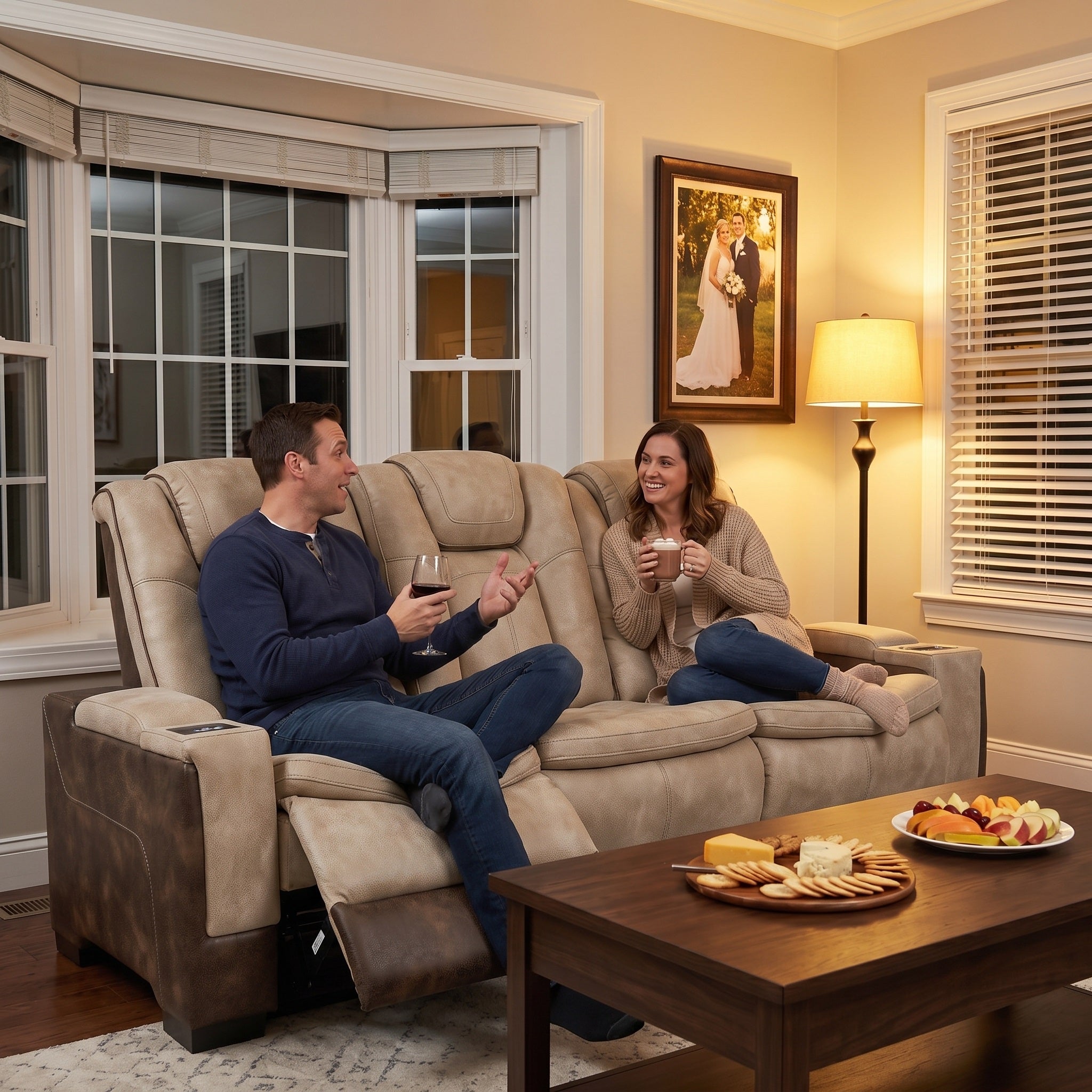 Charlie Modern Brown Power Recliner Sofa for Living Room or Home Theater