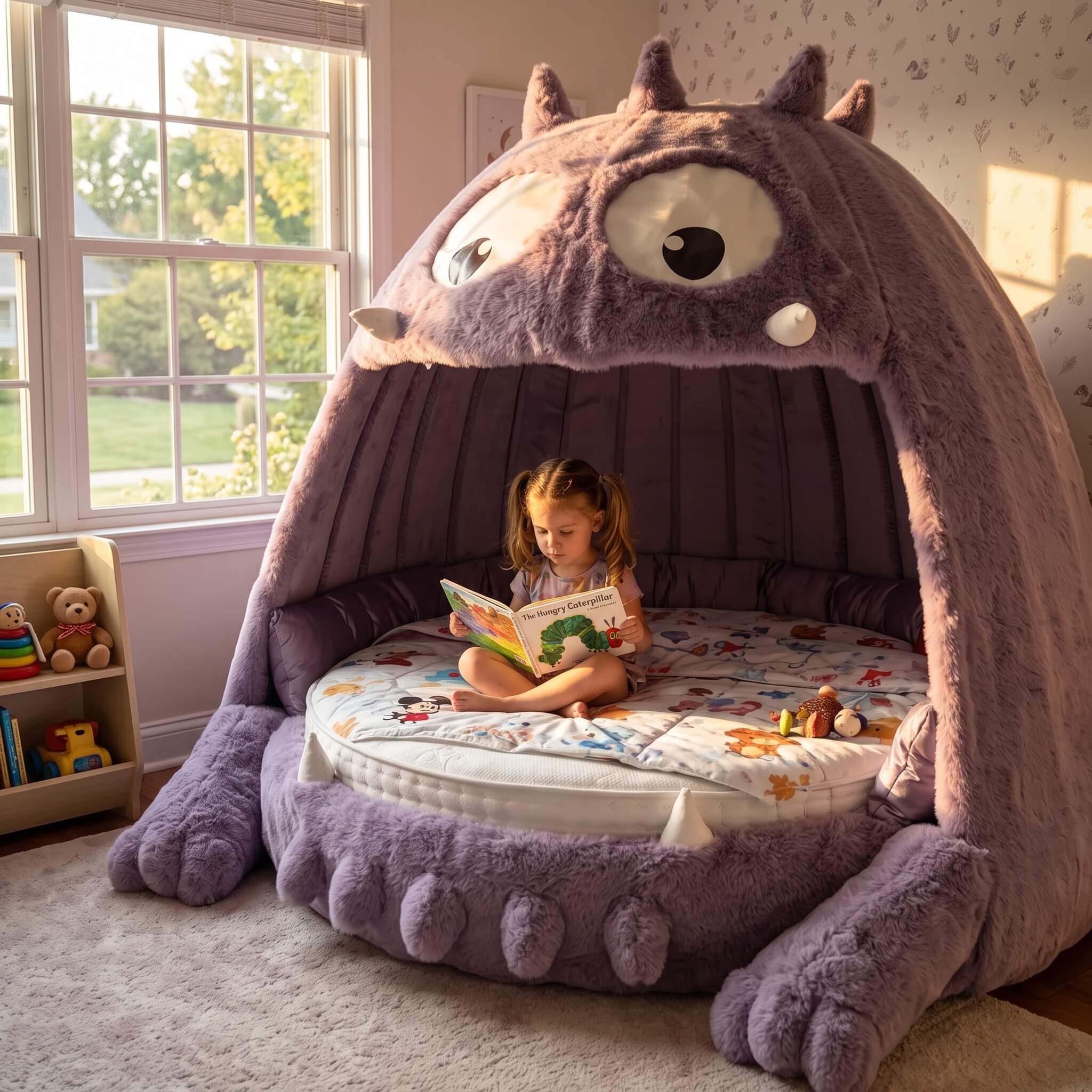 Monster Gobbler's Bed – Whimsical Purple Kids Novelty Bed