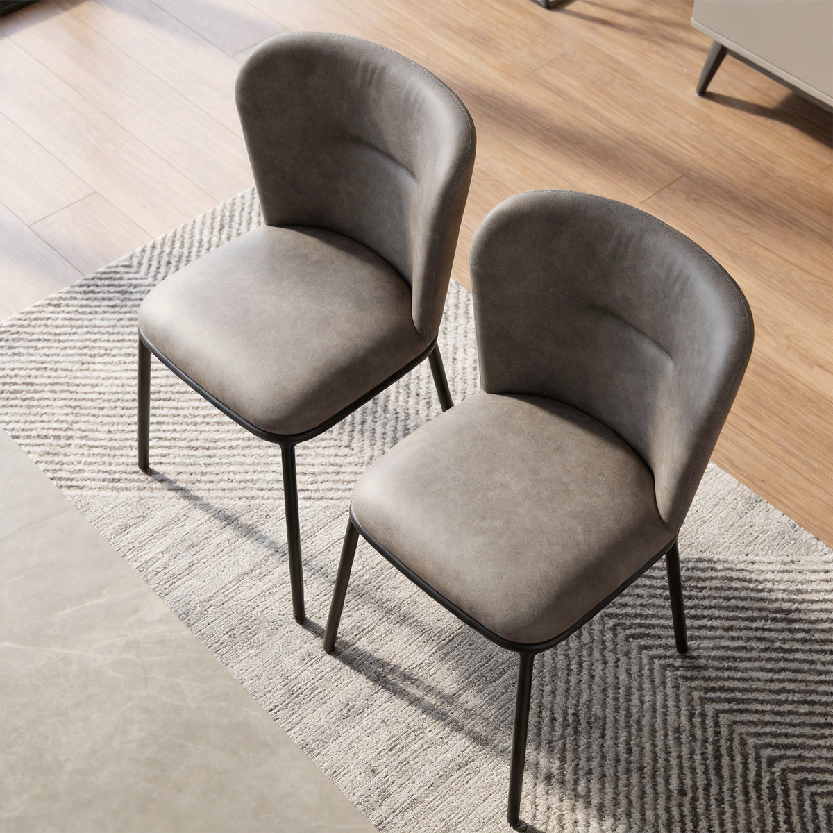 Fabric Upholstered Dining Room Chair with Curved Back，2PCS/CTN