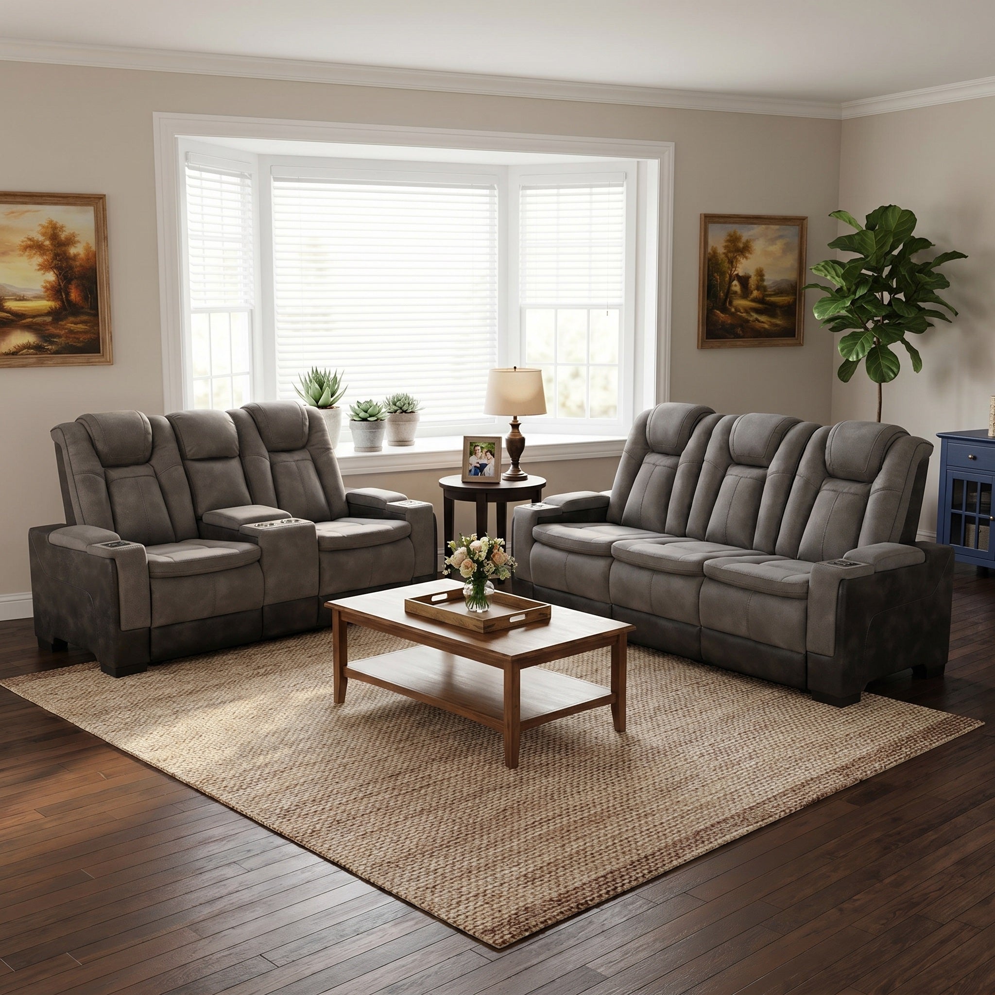 Charlie Gray Power Recliner Sofa Set