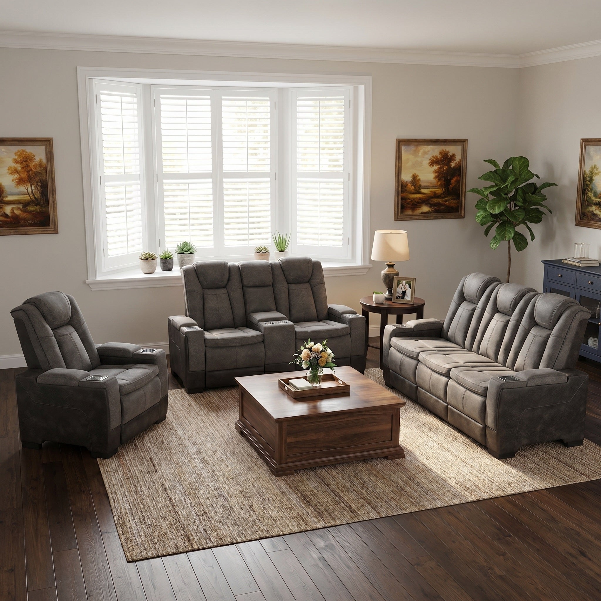 Charlie Gray Power Recliner Sofa & Loveseat & Chair