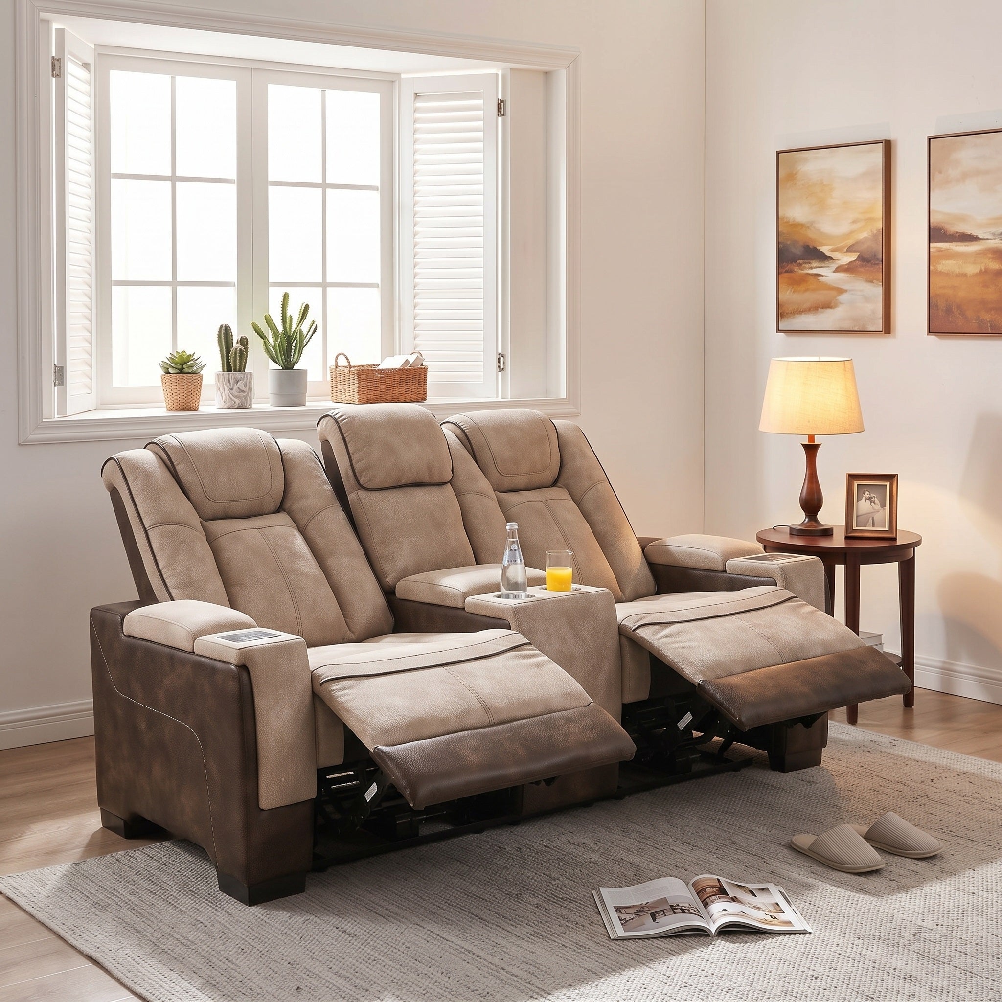 Charlie Modern Brown Power Recliner Loveseat