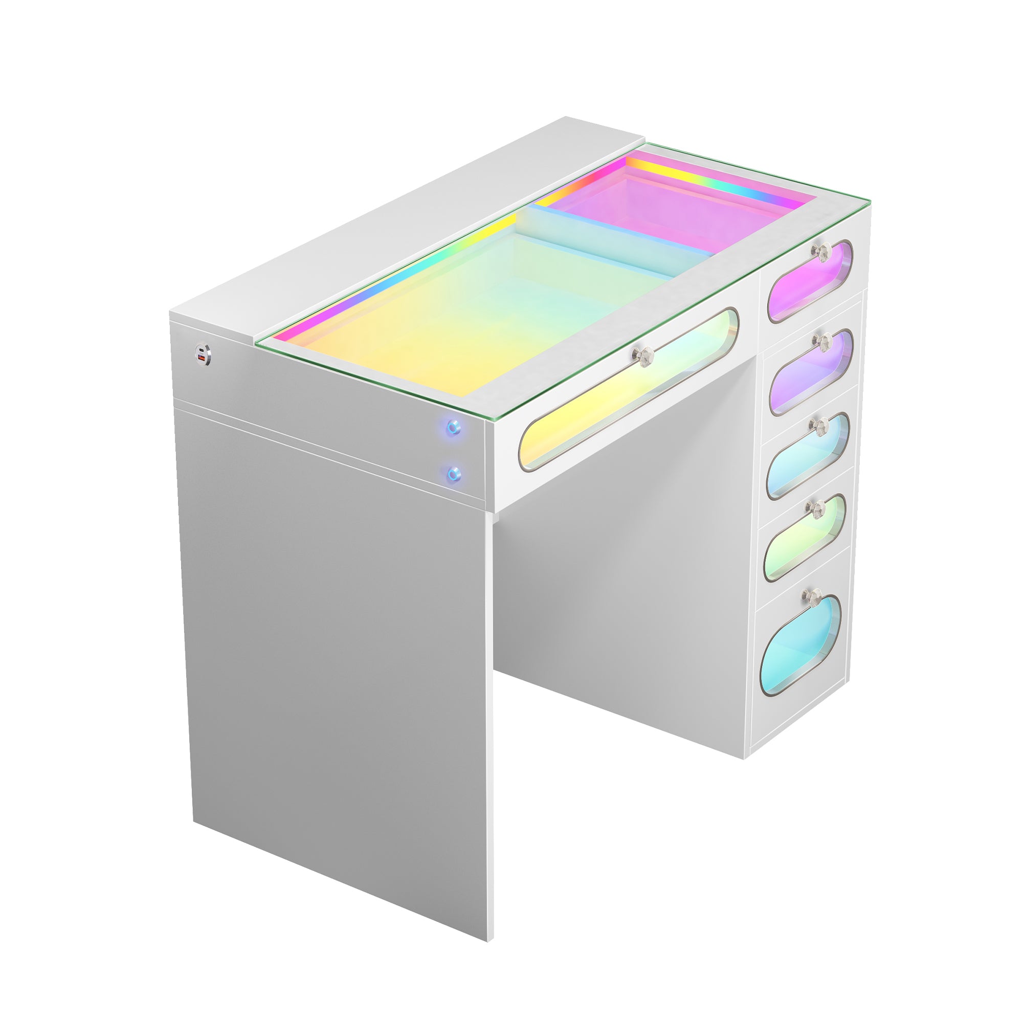 New Release ! VANITII 6 Glass Fronted Drawers Vanity Desk