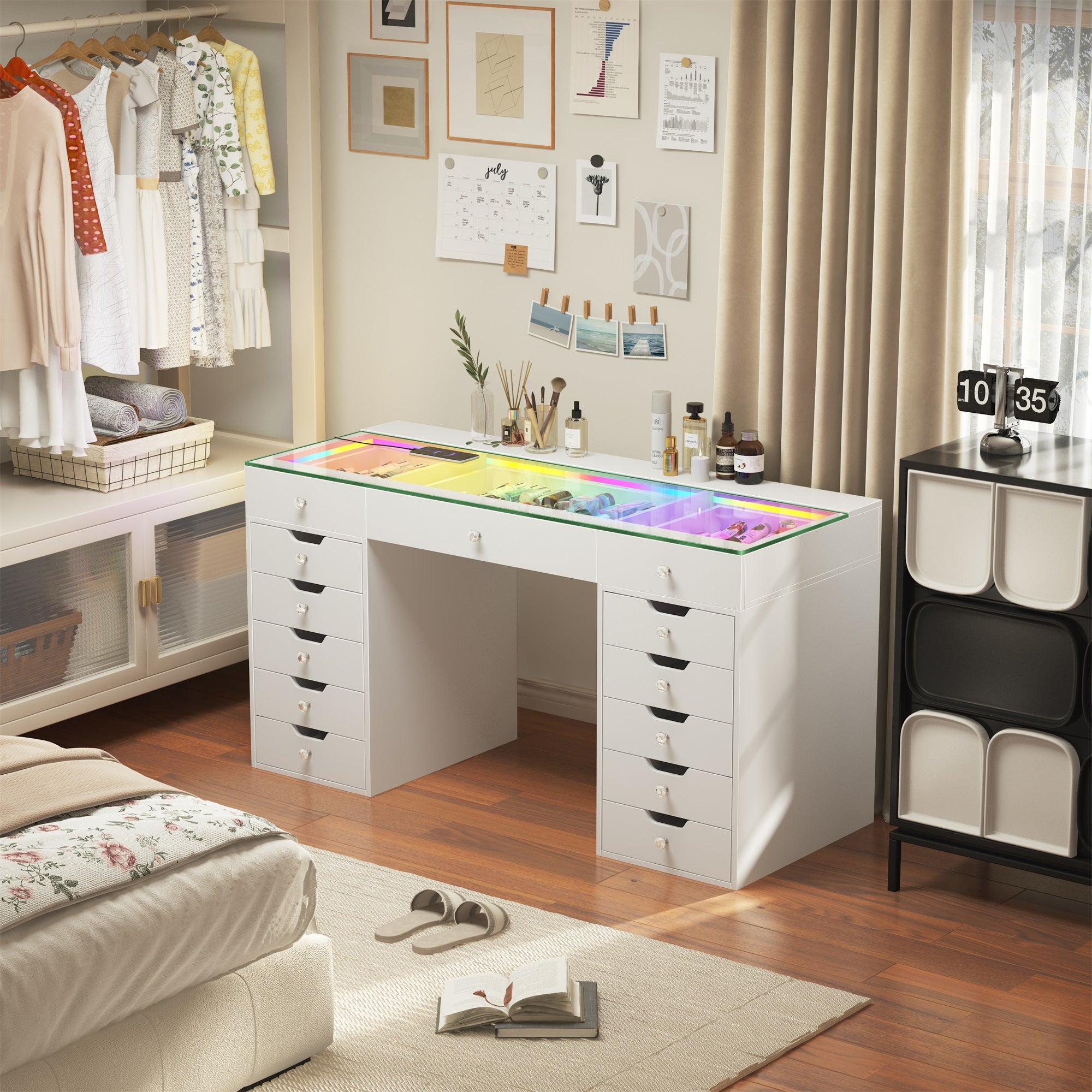 VANITII Eva-RGB Vanity Desk Pro - 13 Storage Drawers