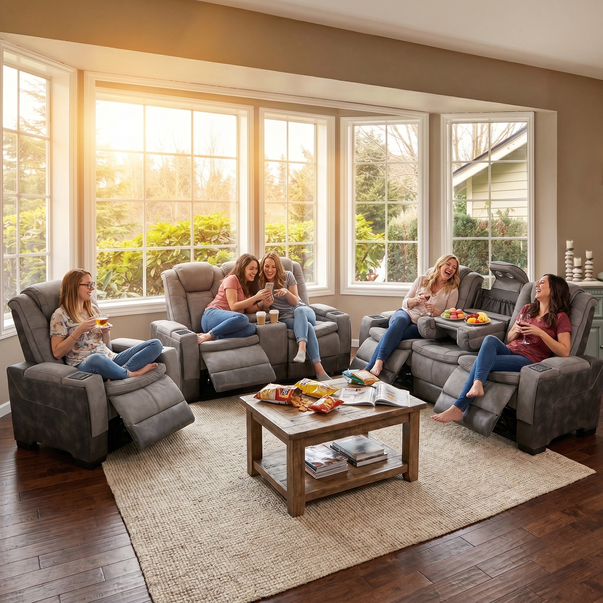 Charlie Gray Power Recliner Sofa & Loveseat & Chair