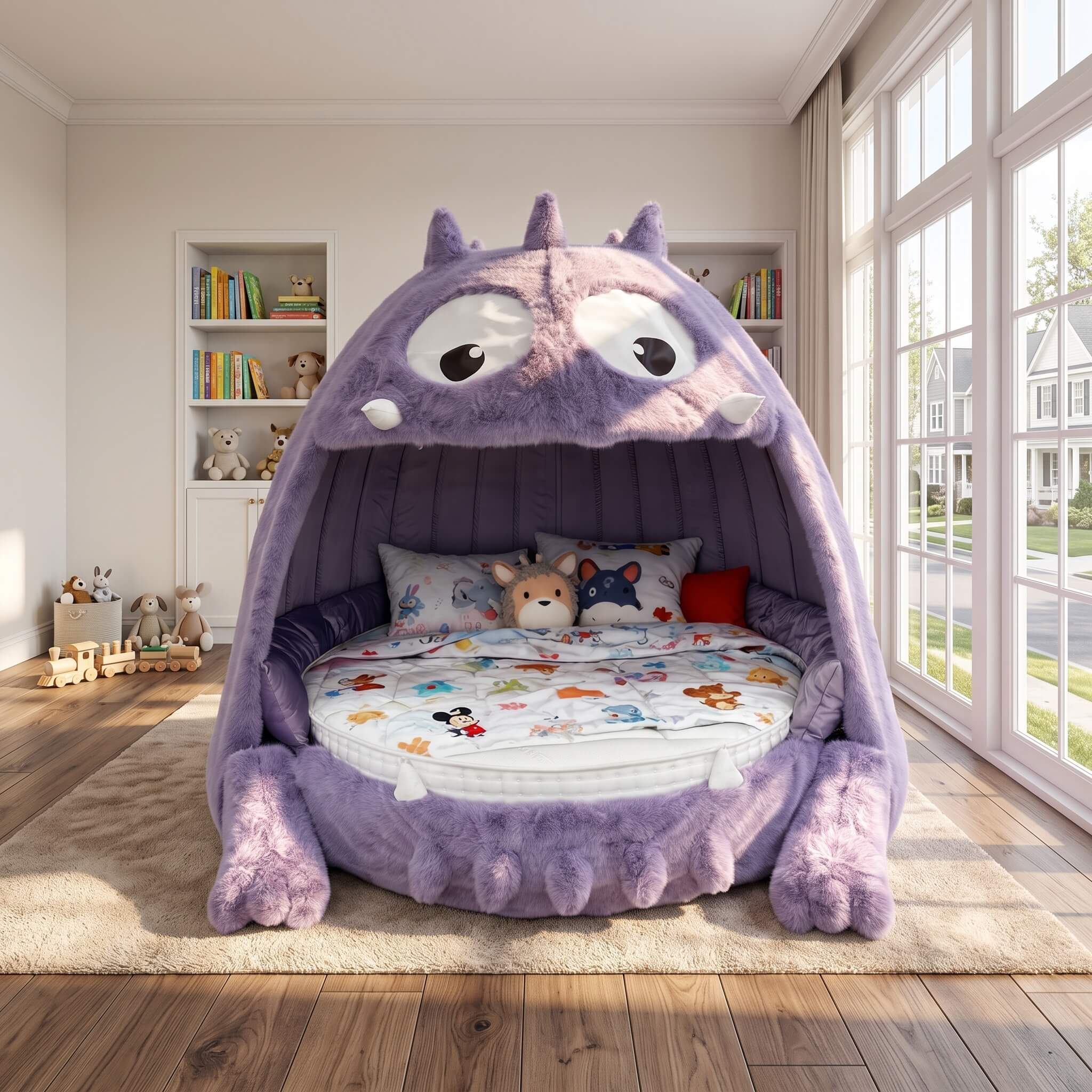 Monster Gobbler's Bed – Whimsical Purple Kids Novelty Bed