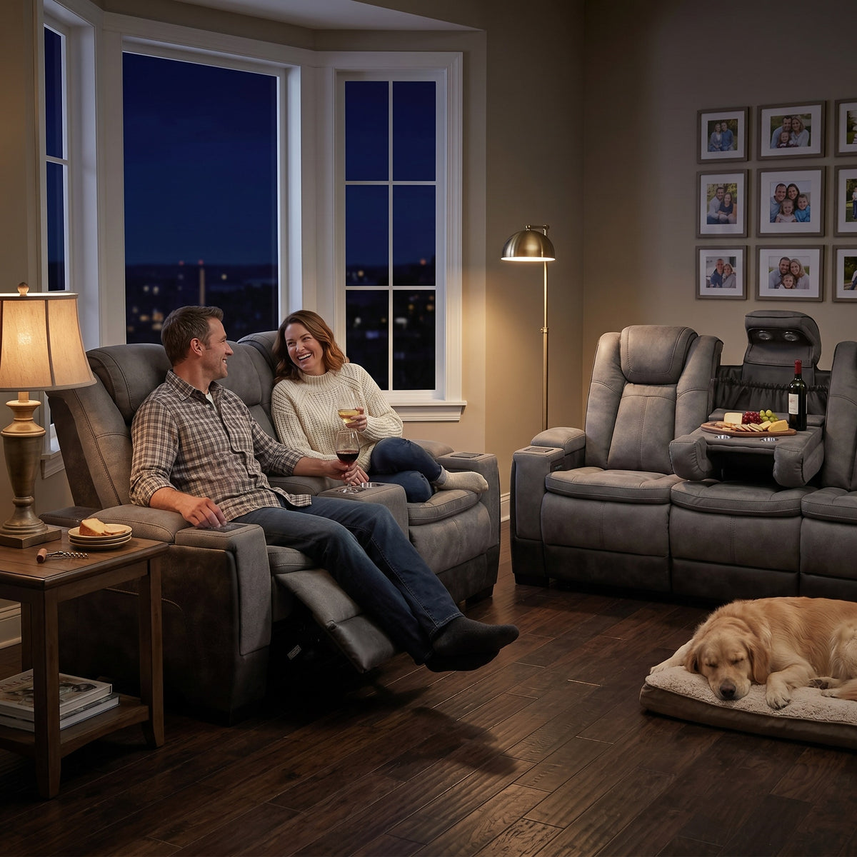 Charlie Gray Power Recliner Sofa Set