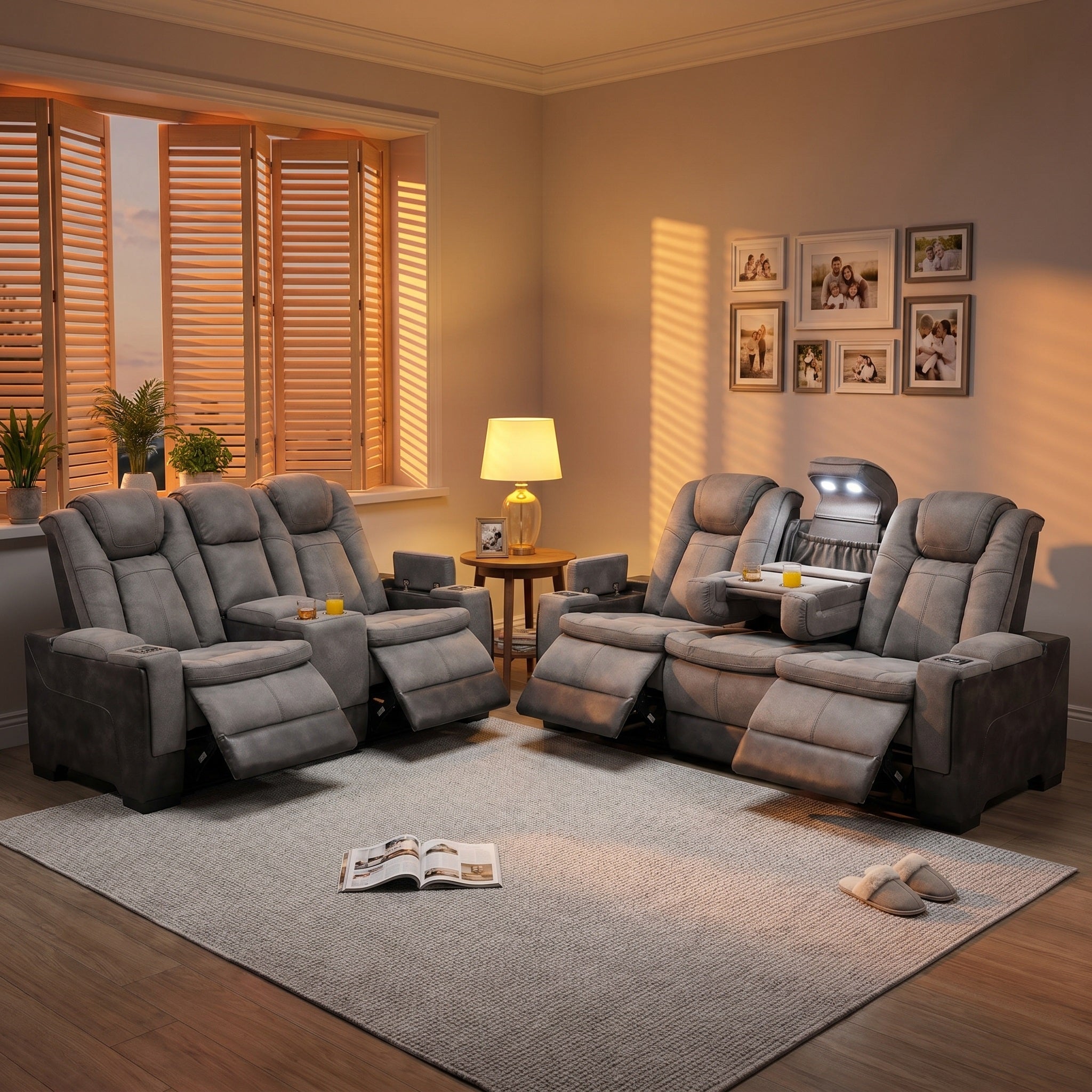 Charlie Gray Power Recliner Sofa Set