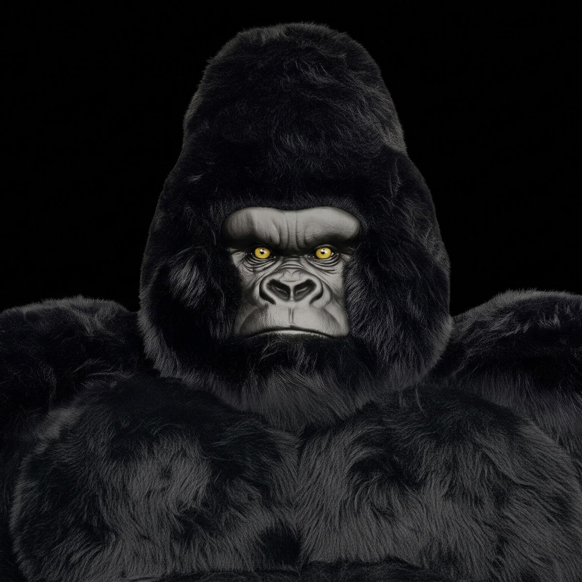 Close-up of the head of the gorilla sofa