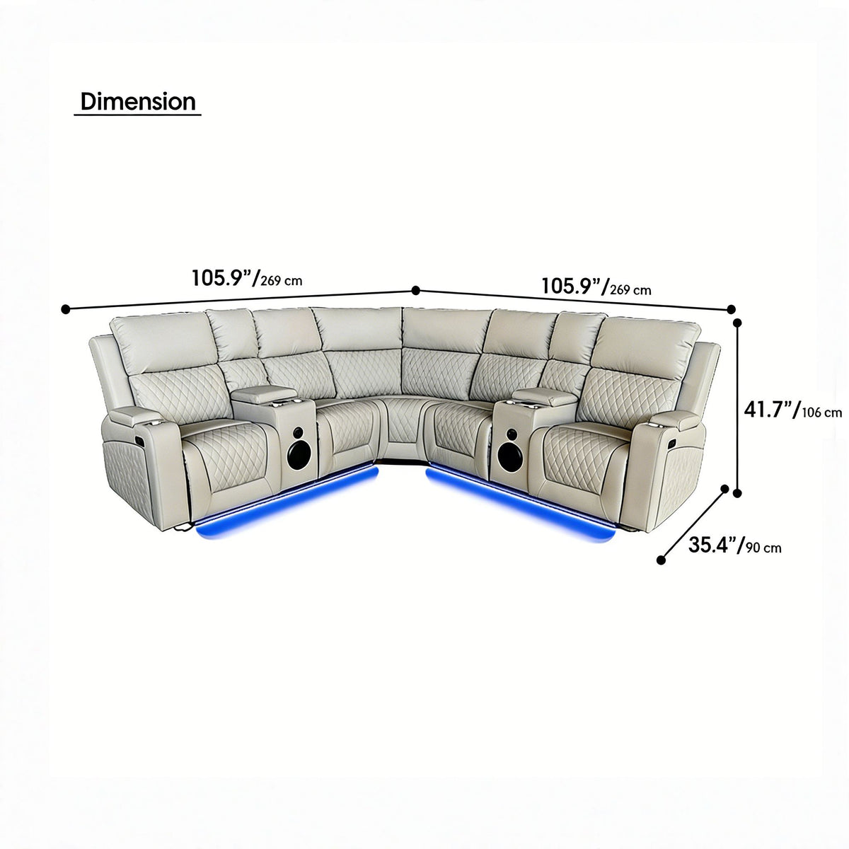 Luxury Leather Power Recliner with Cup Holder