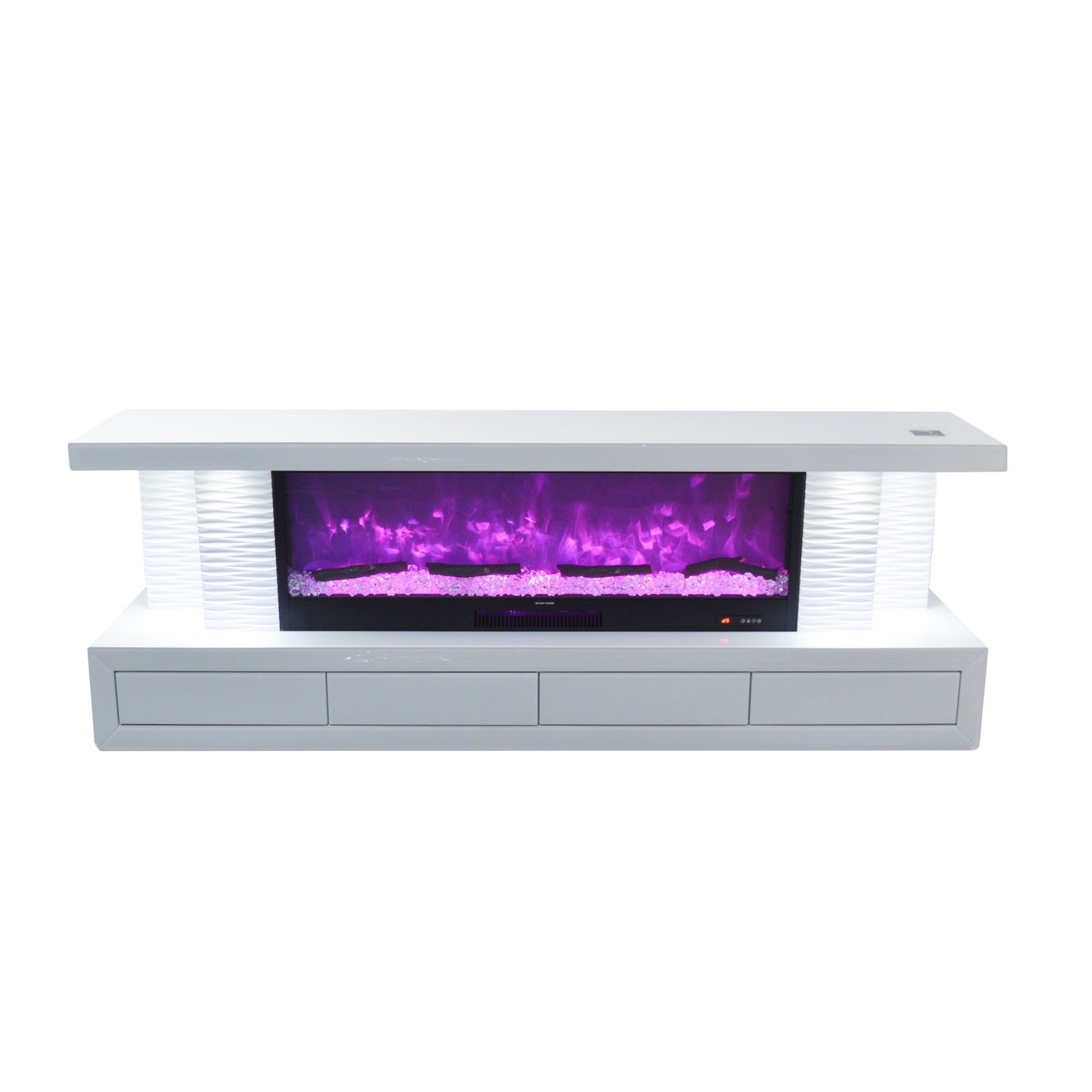 VANITII TV Stand LED Mirrored Fireplace