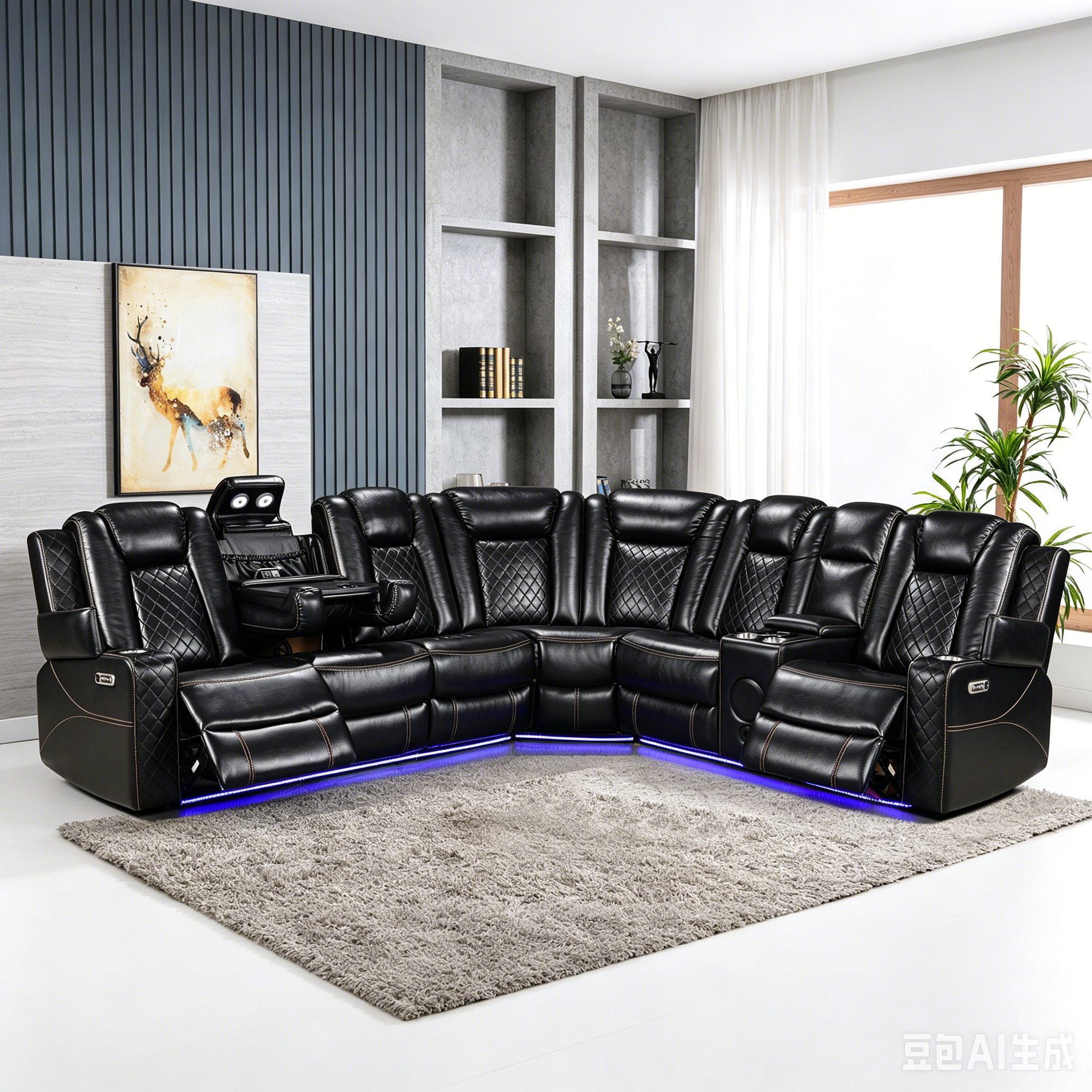 Power Recliner Sectional MC2855B Black