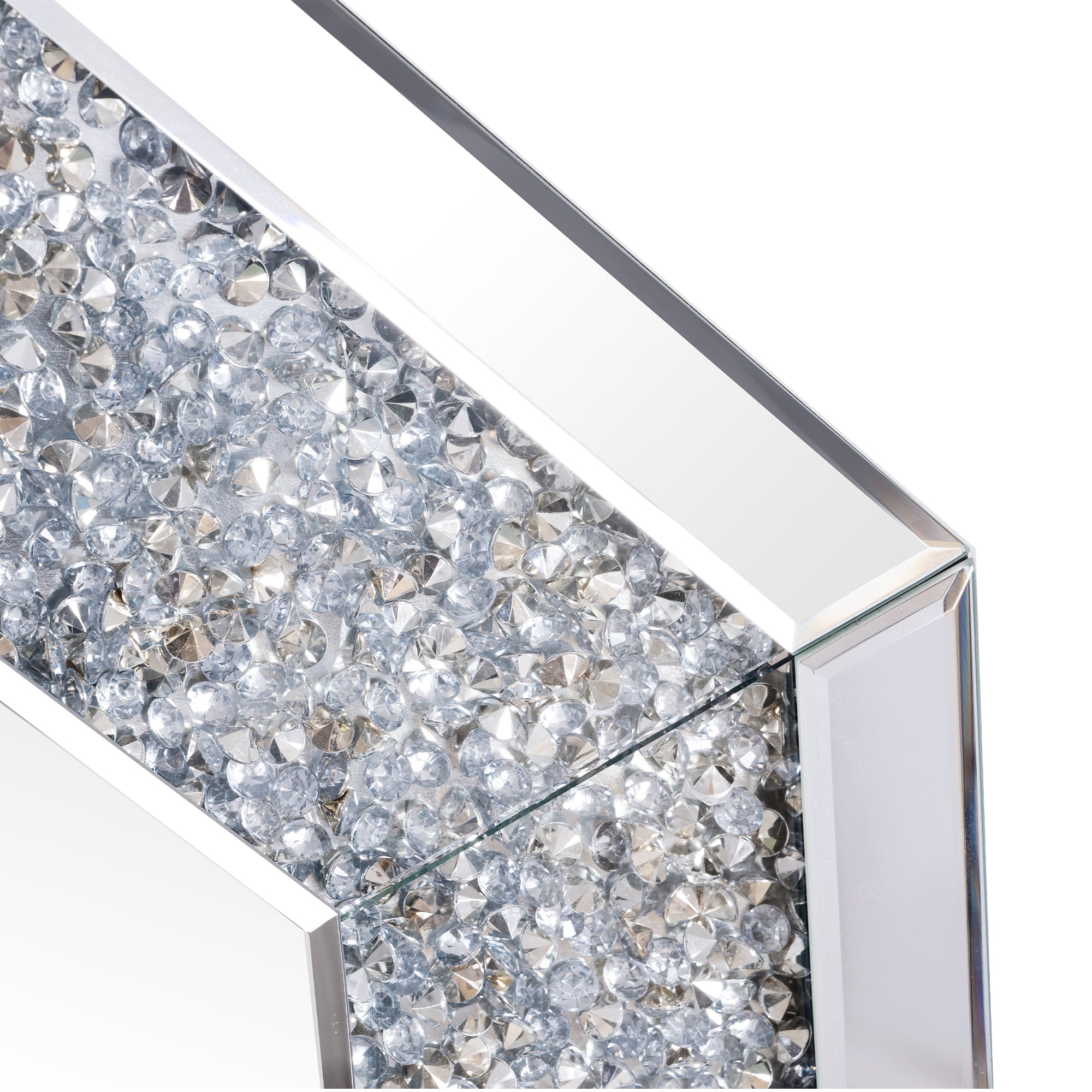 VANITII Crushed Diamonds LED Mirrored Console Table