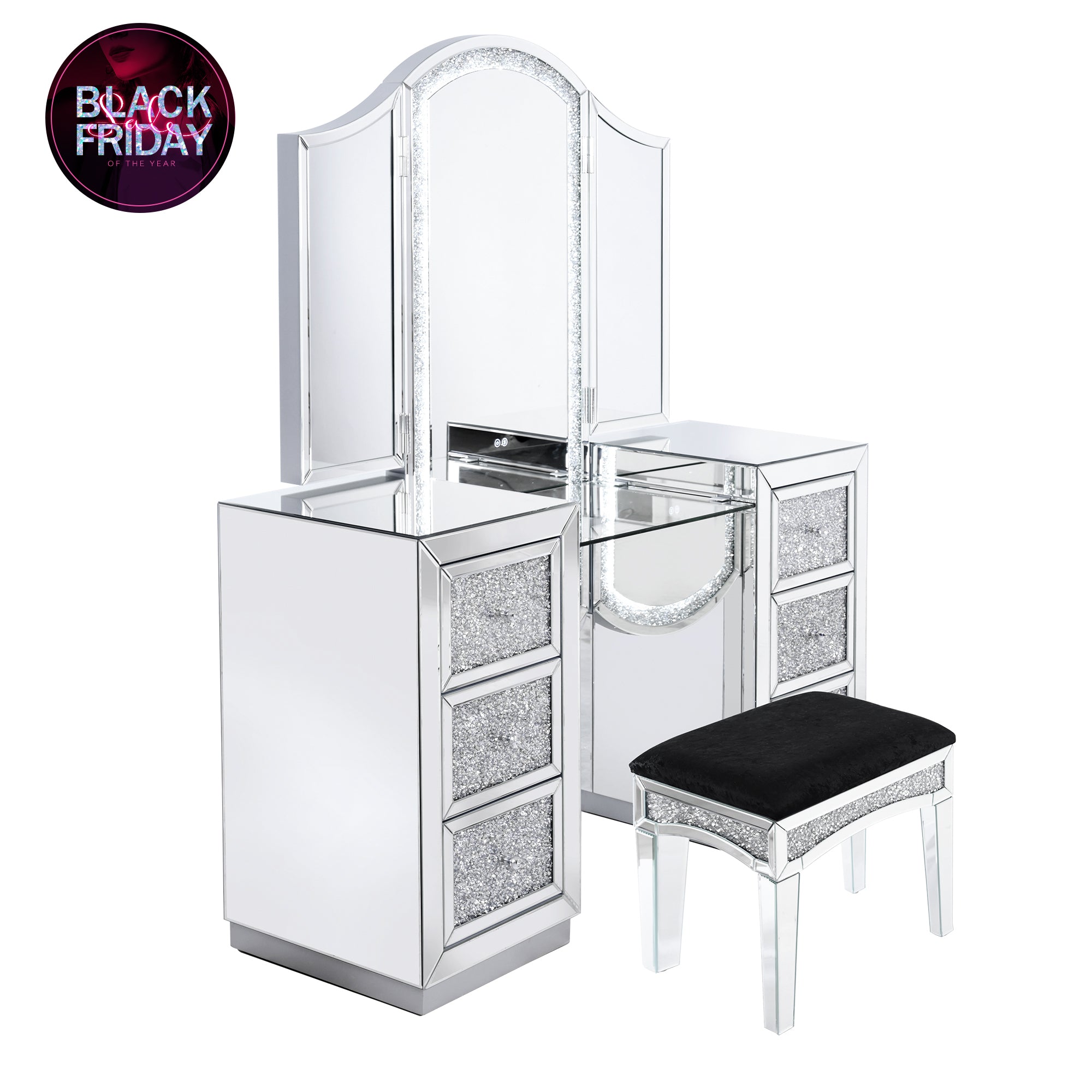 VANITII Mirrored Vanity With LED Lights