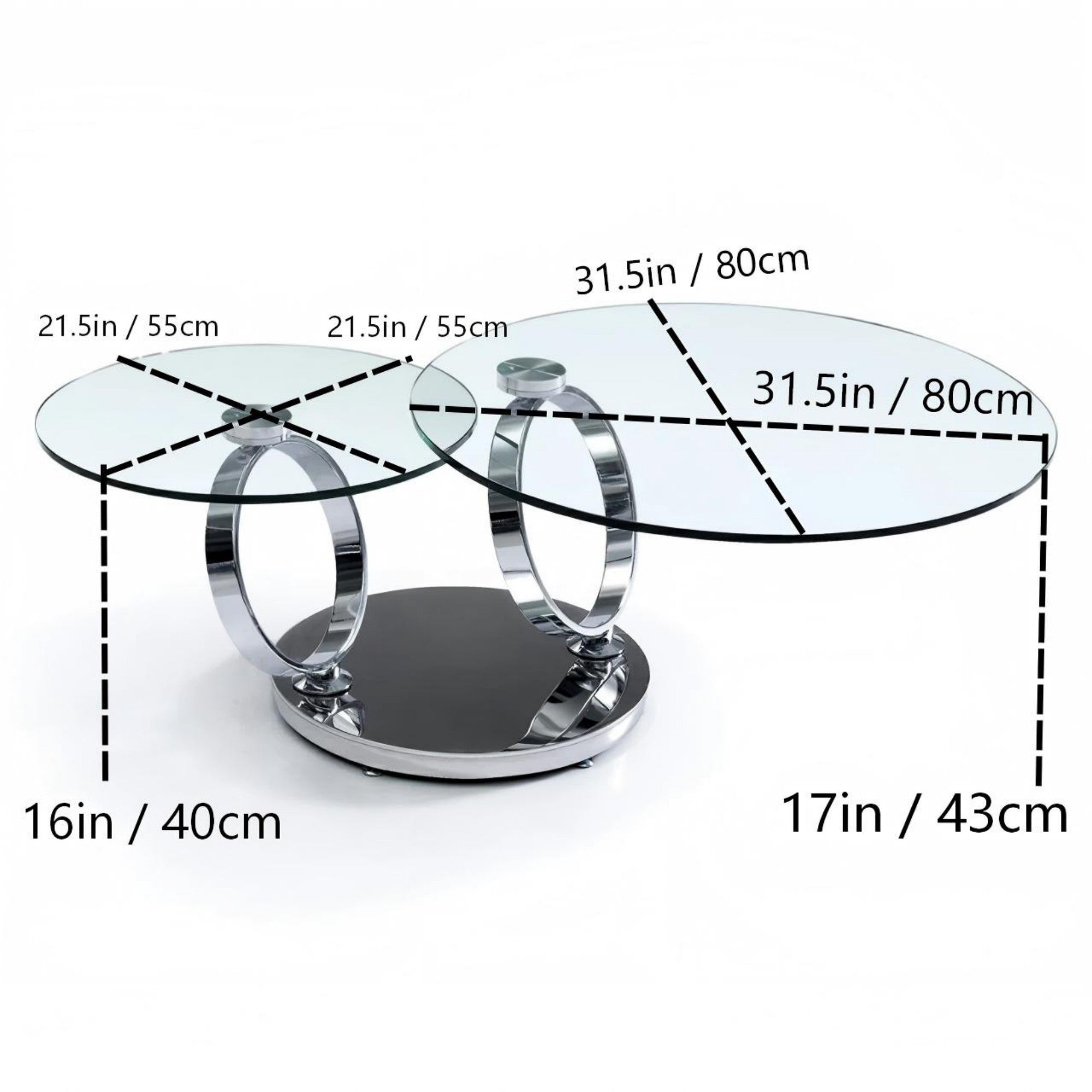 Swivel 360 Degrees Glass Coffee Table