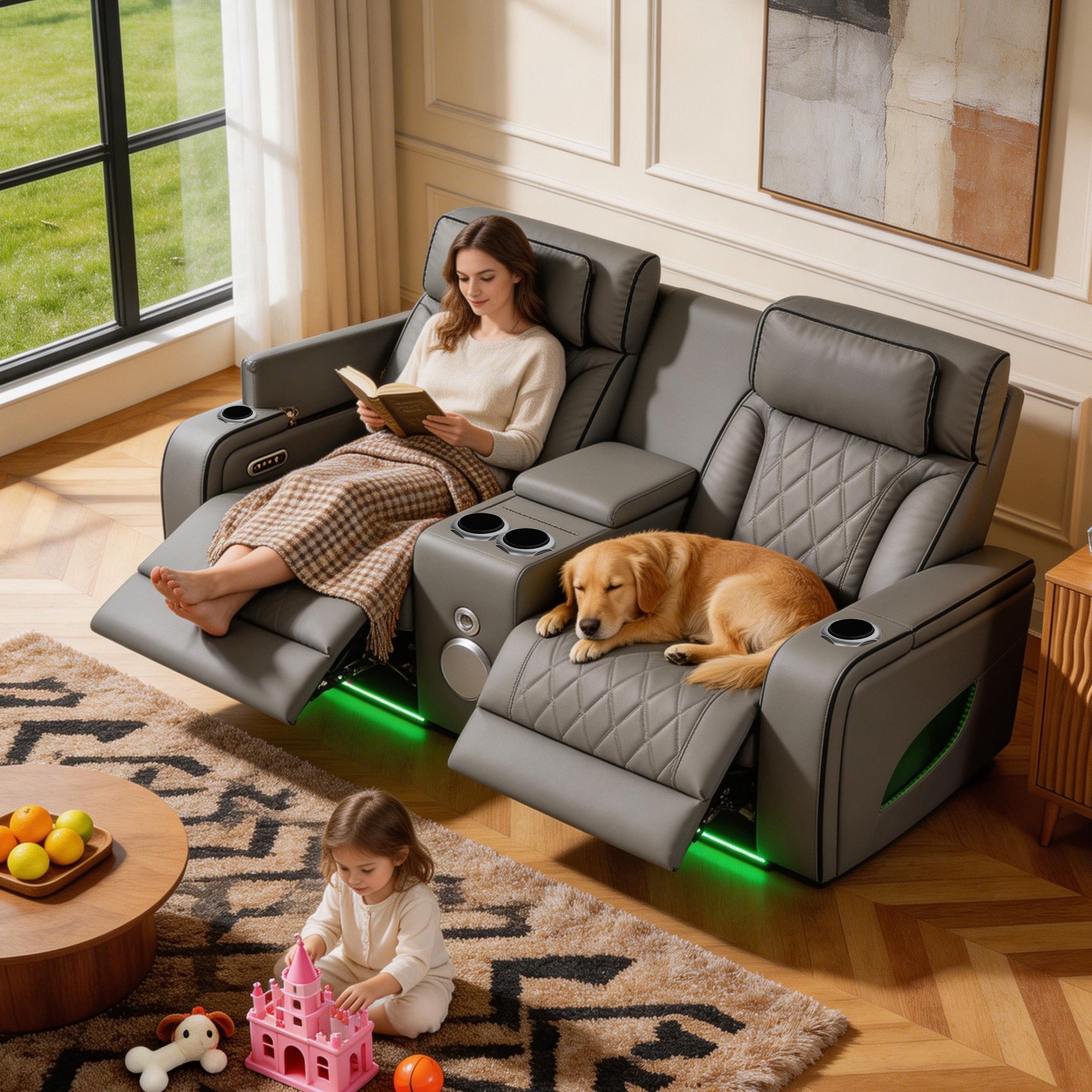 Jessie Power Recliner Gray 2-seater Loveseat