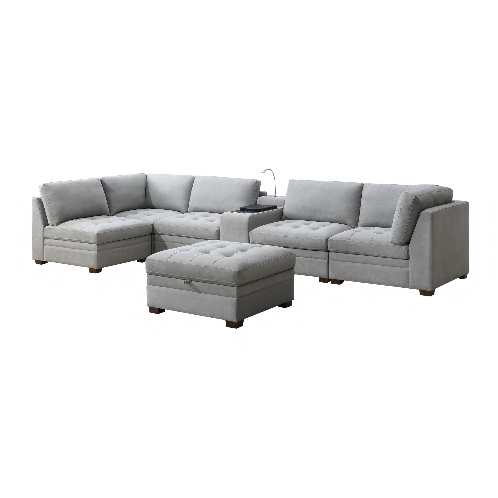 Tisdale Modular Sectional 7-piece Dark Grey with Storage Ottoman