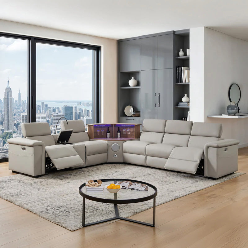 Luxury Leather Power Recliner with Rising Cabinet