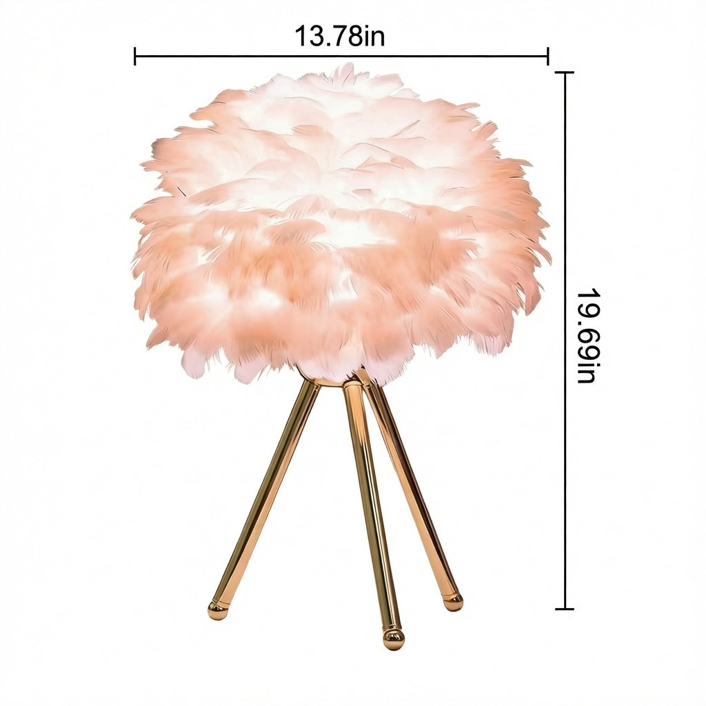 Nordic Feather LED Table Lamp, 3-Color Dimmable Bedside Ambient Light