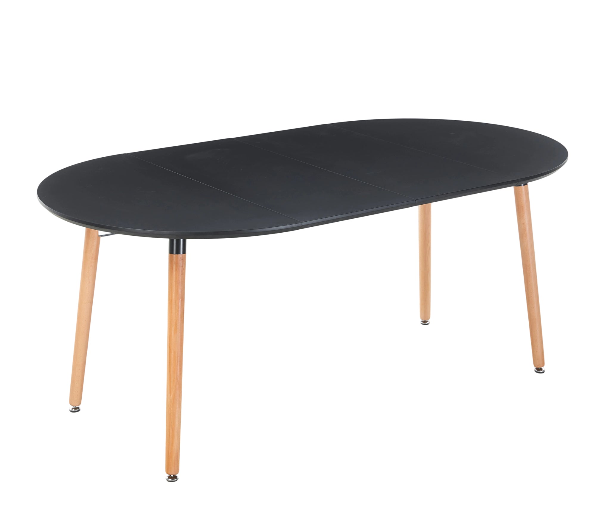 Black 71" Oval Extendable Dining Table: MDF Top, 40"-55"-71" Fold, Seats 6-8