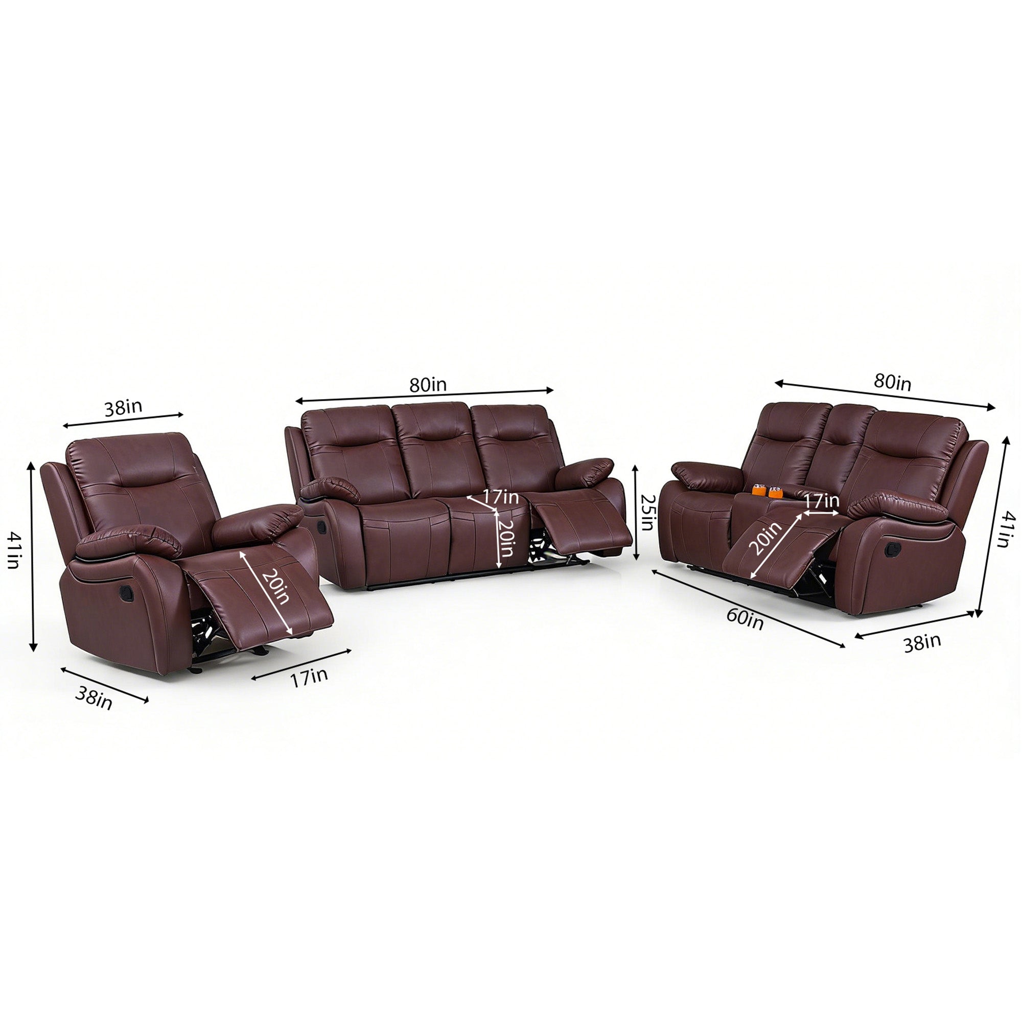 Evian Manual Recliner Sofa Set