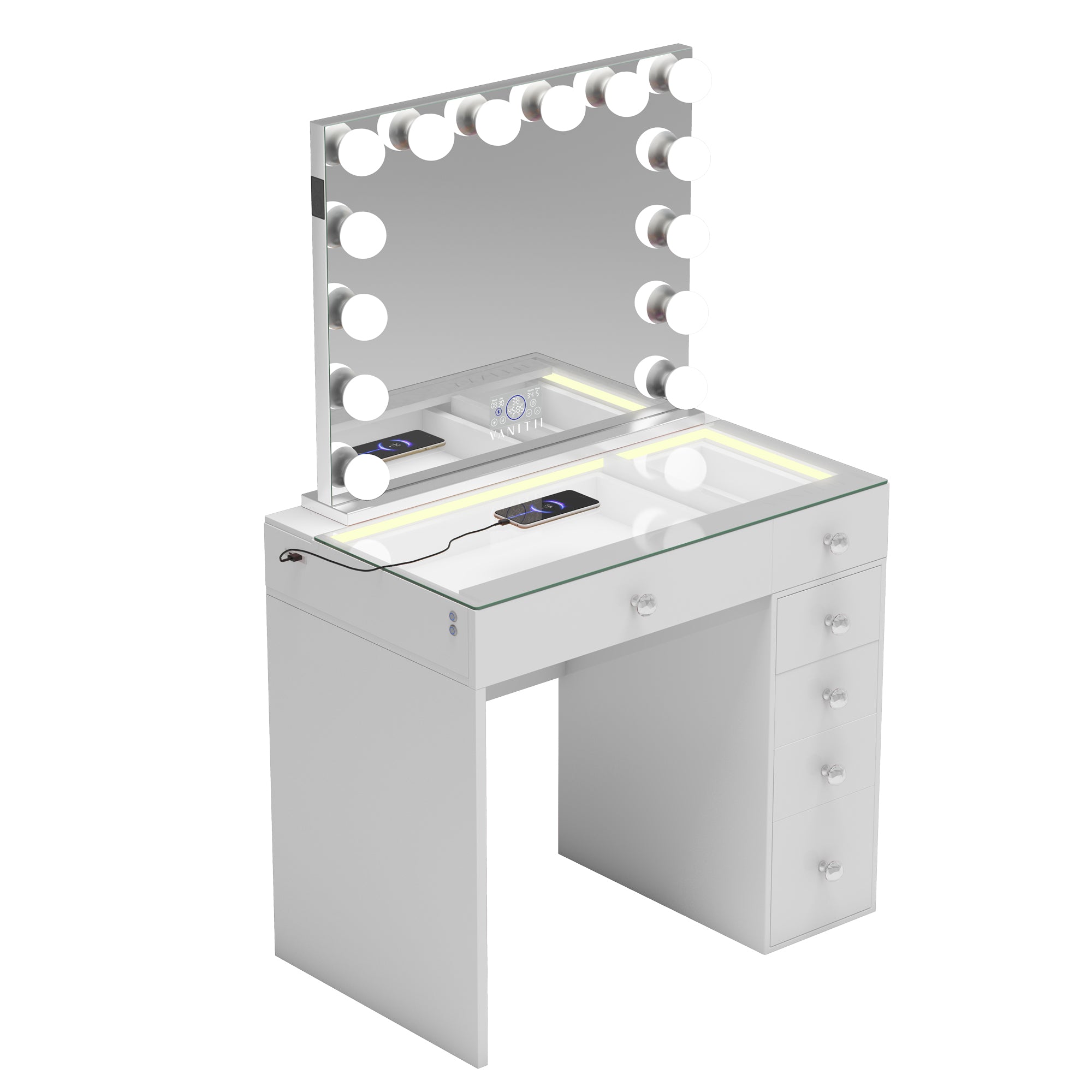 VANITII Mini Diana Vanity Desk- 6 Storage Drawers