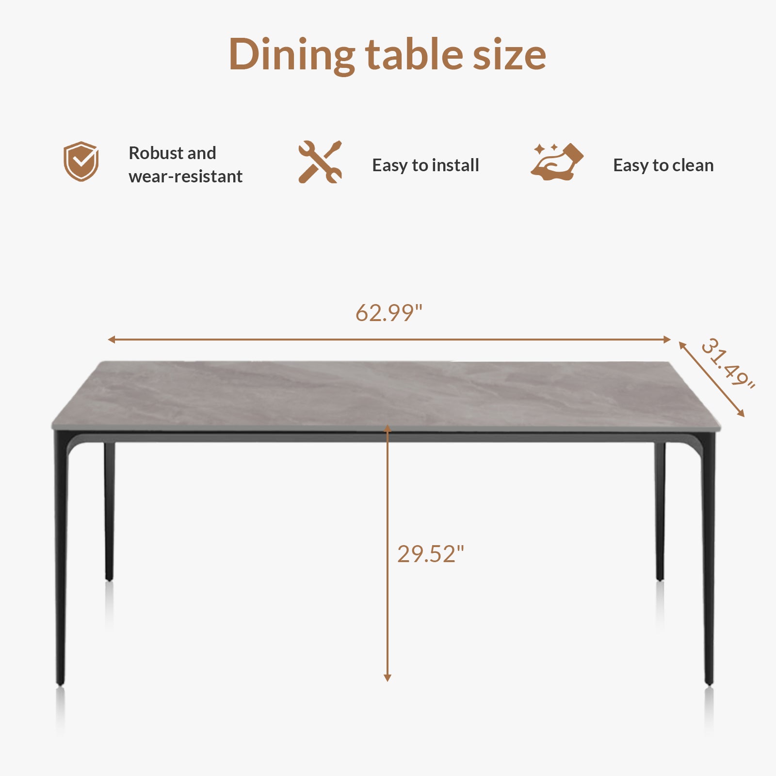 63 inch Marble Sintered Stone Dining Table