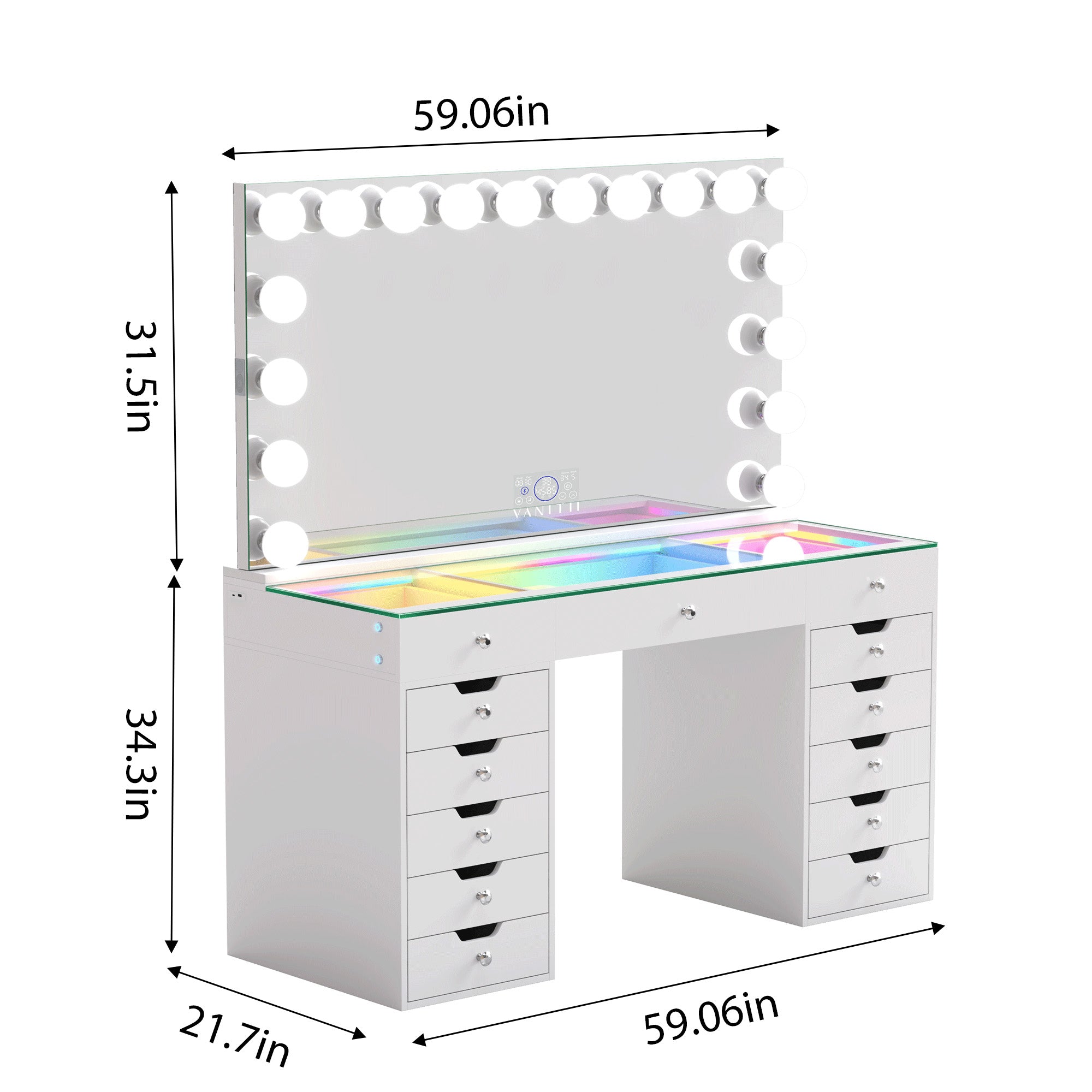 VANITII Eva Vanity Set with 18 Bulbs Hollywood Vanity Mirror