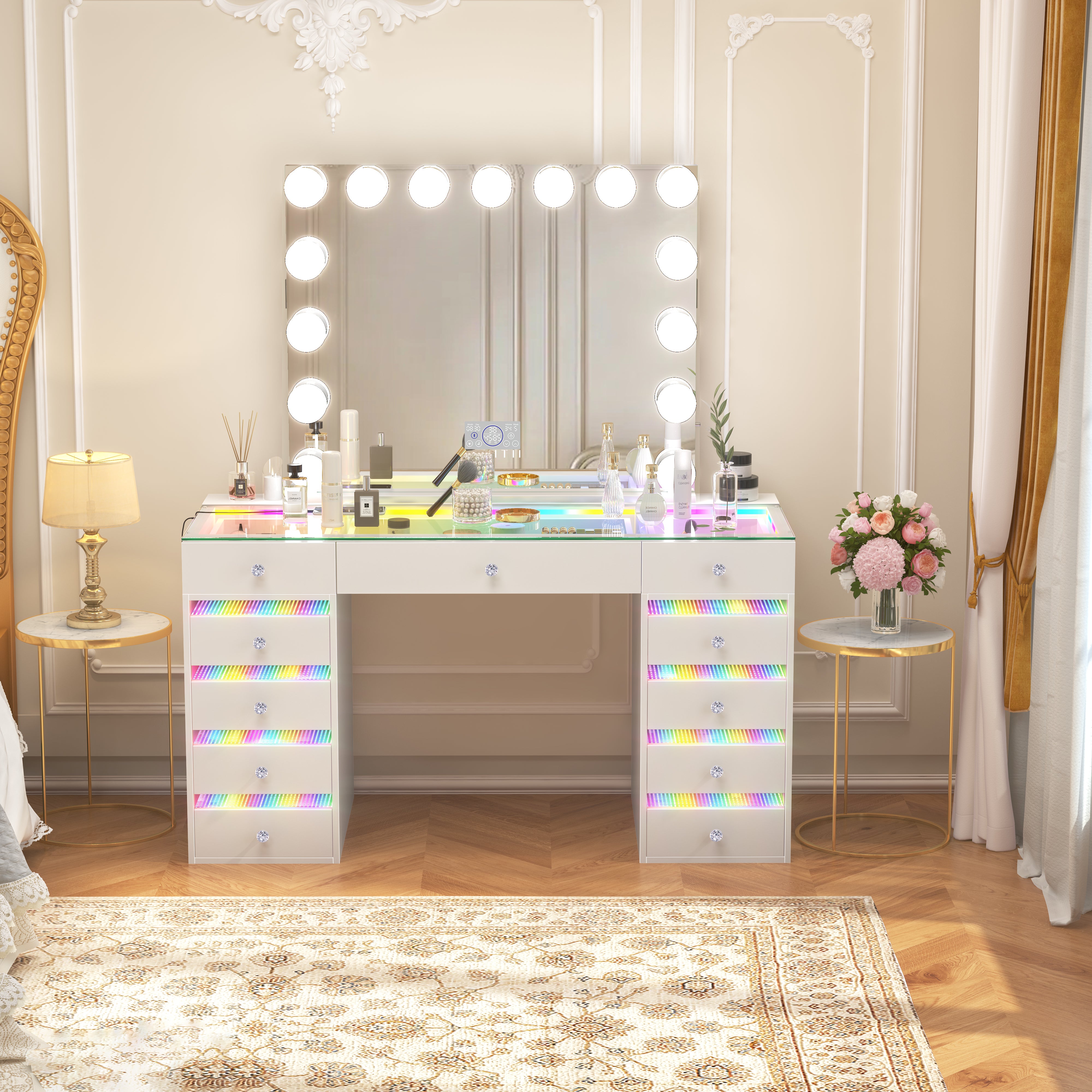 VANITII Fenair Vanity Desk with RGB light including Vanity Mirror