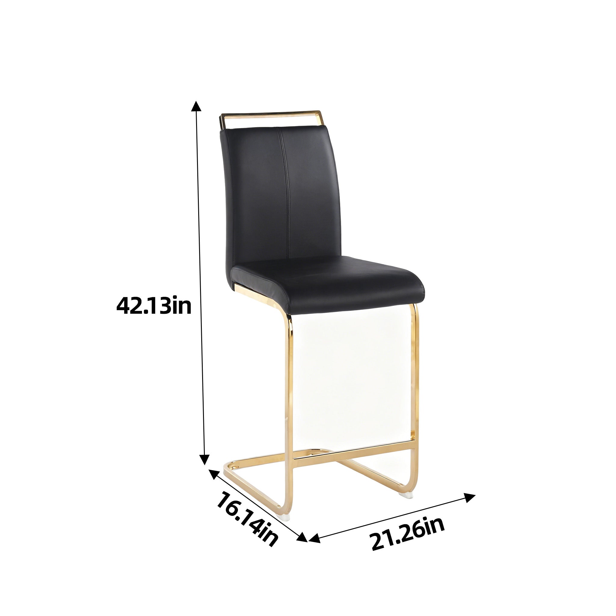 Contemporary Upholstered Dining Chair, Diamond Stitched PU Leather with Gold/Chrome Cantilever Base