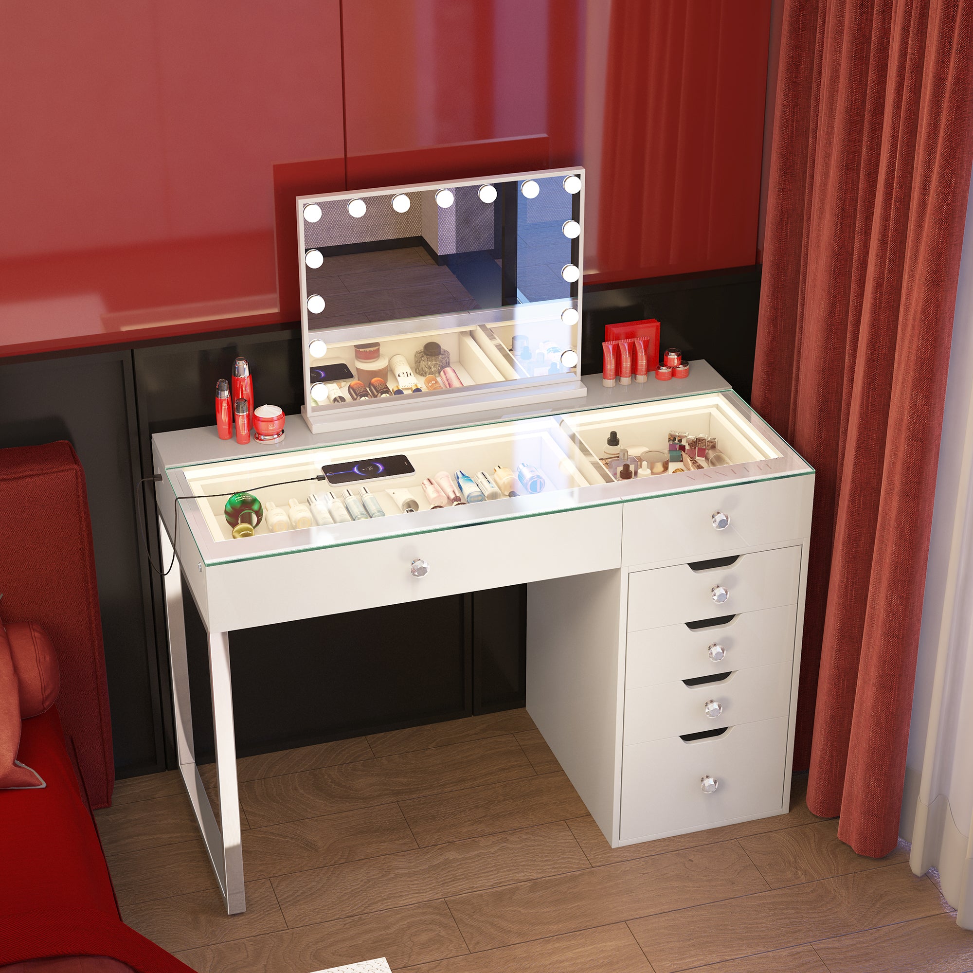 VANITII Diana Vanity Desk Pro - 6 Storage Drawers