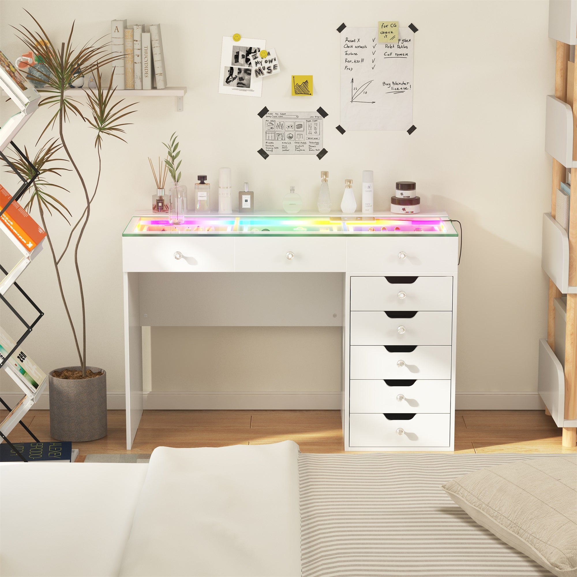 VANITII Diana Vanity Desk Pro- 8 Storage Drawers