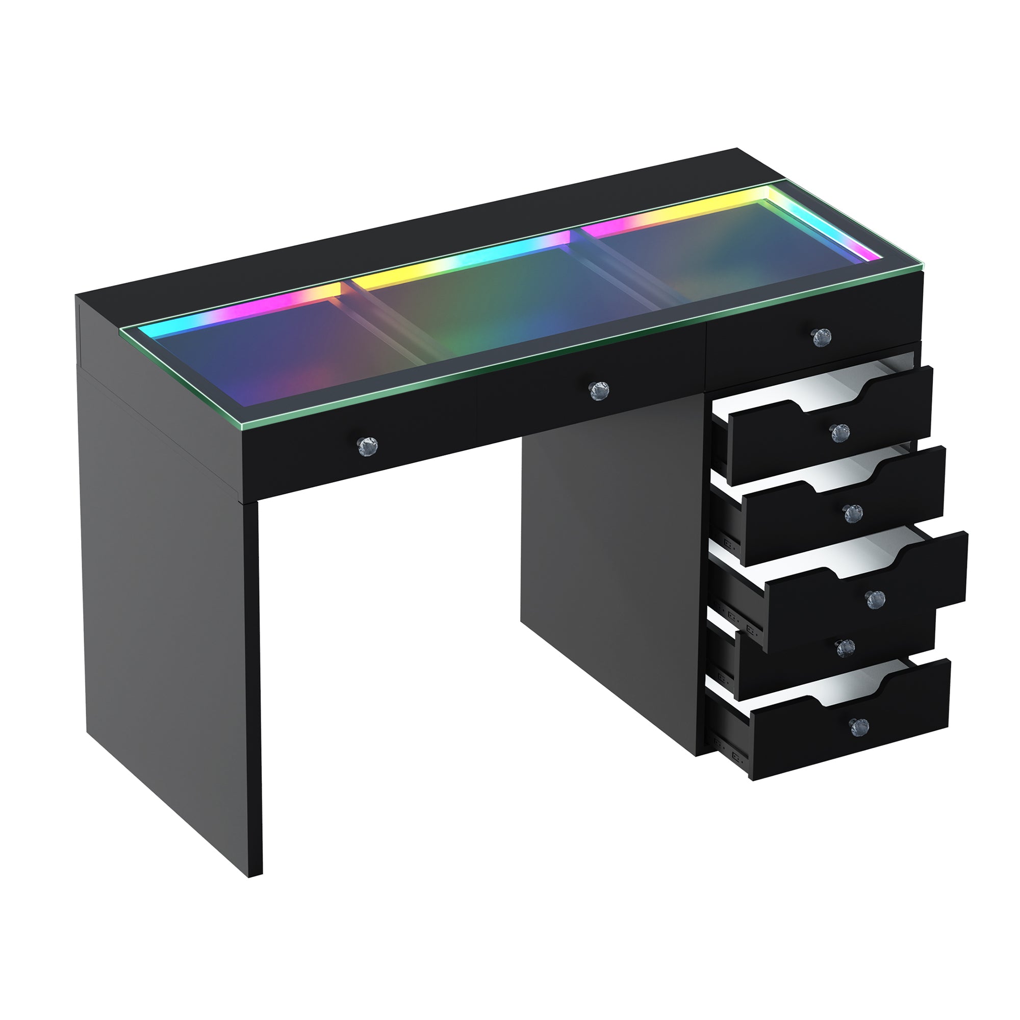 VANITII Diana RGB Vanity Desk with Light - 8 Storage Drawers